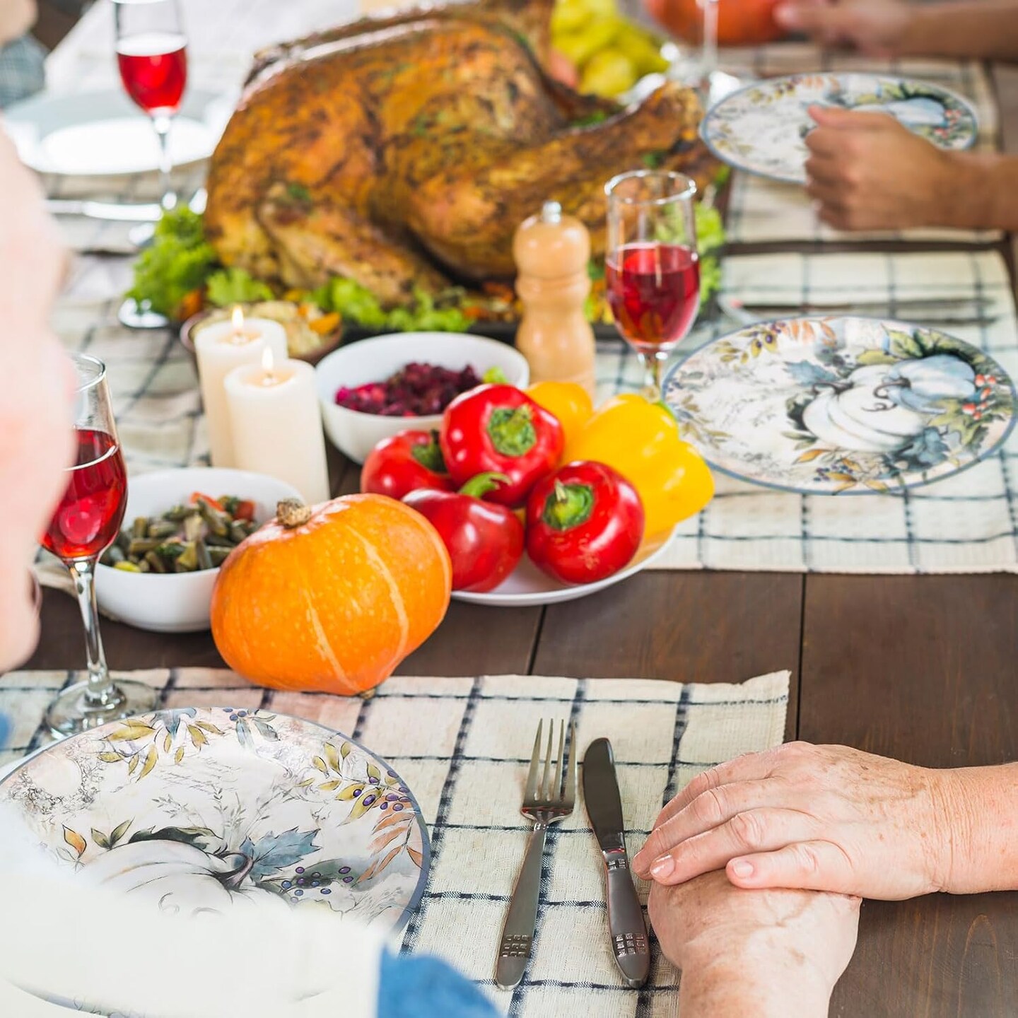 72Pcs Thanksgiving Plates and Napkins (Blue)