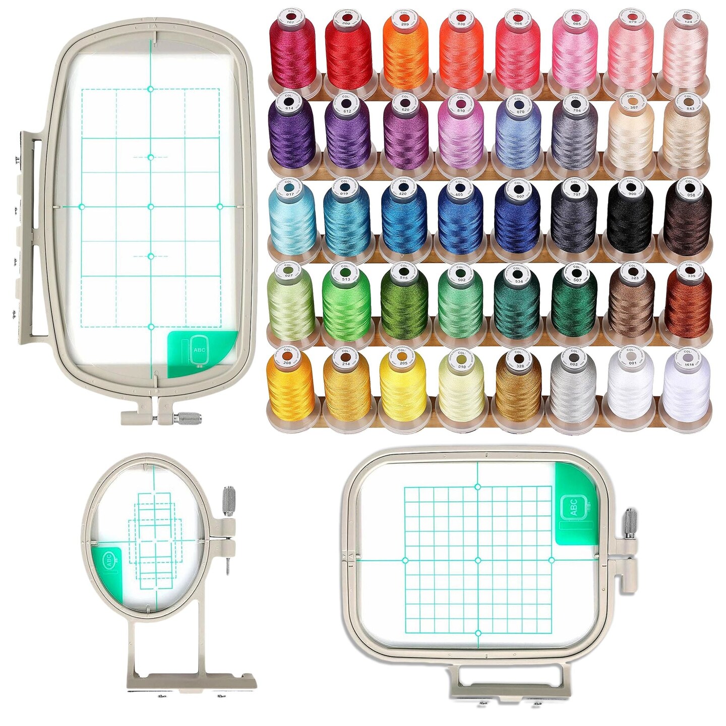 3pc Embroidery Hoop Set & Thread for Brother SE700, PE545 & Other Models