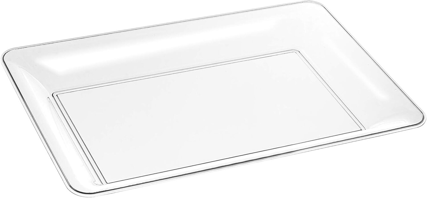  Premium Quality -Rectangle Plastic Disposable Serving Trays for Parties - Heavy Duty Serving Platter and Serving Trays for Eating