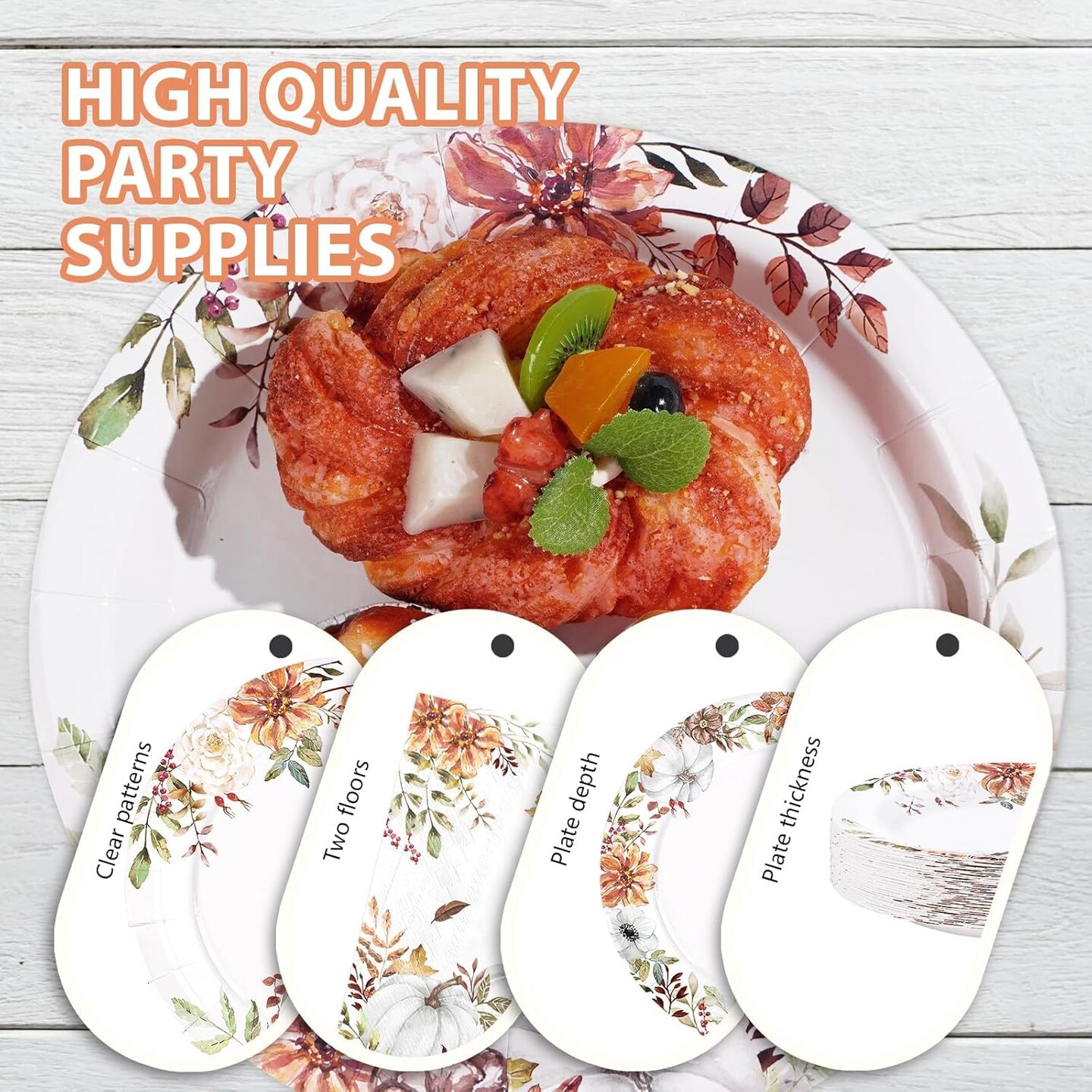 200 Pcs Thanksgiving Pumpkin Paper Plates (10&#x22;L x 12&#x22;W x 1&#x22;Th)