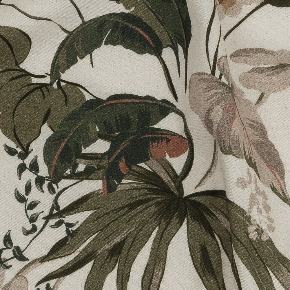 1 Yard Ivory Leafy Greens Stretch Cotton Twill Fabric