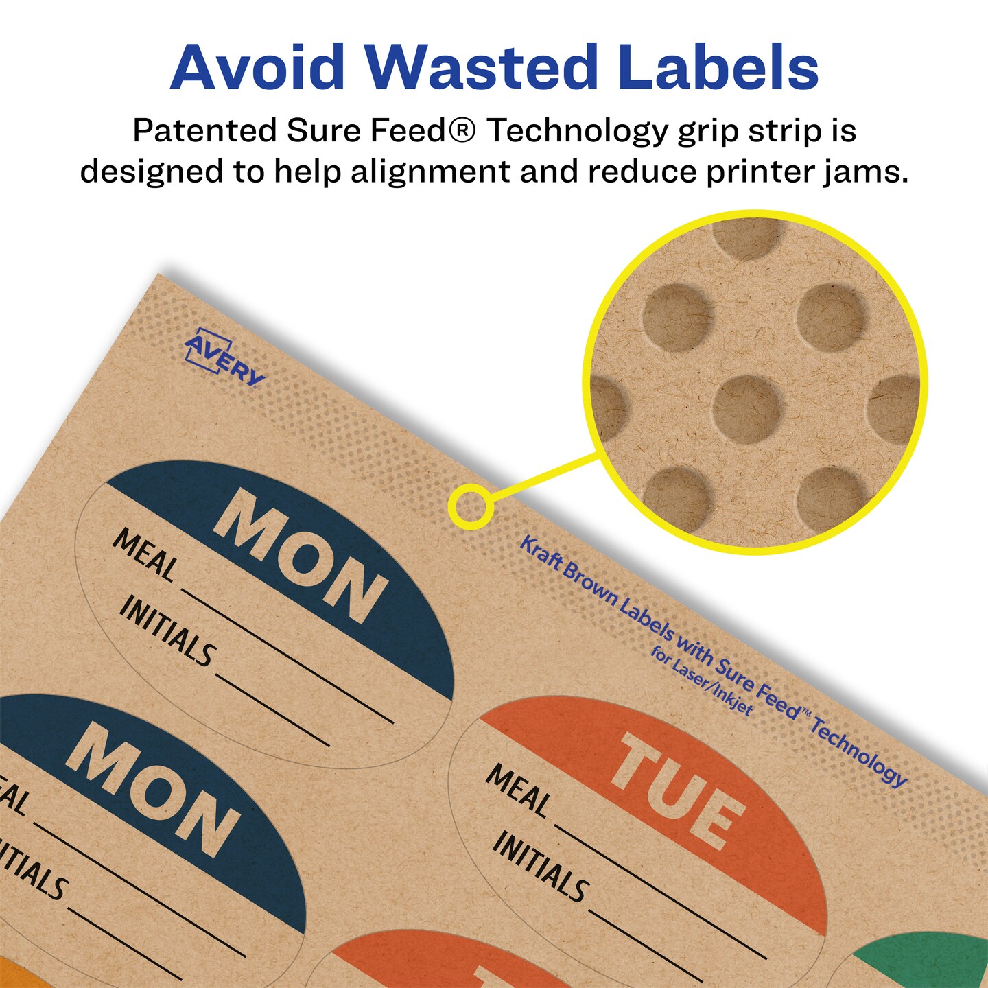 Avery Kraft Brown Oval Labels with Sure Feed, 1-1/8&#x22; x 2-1/4&#x22;
