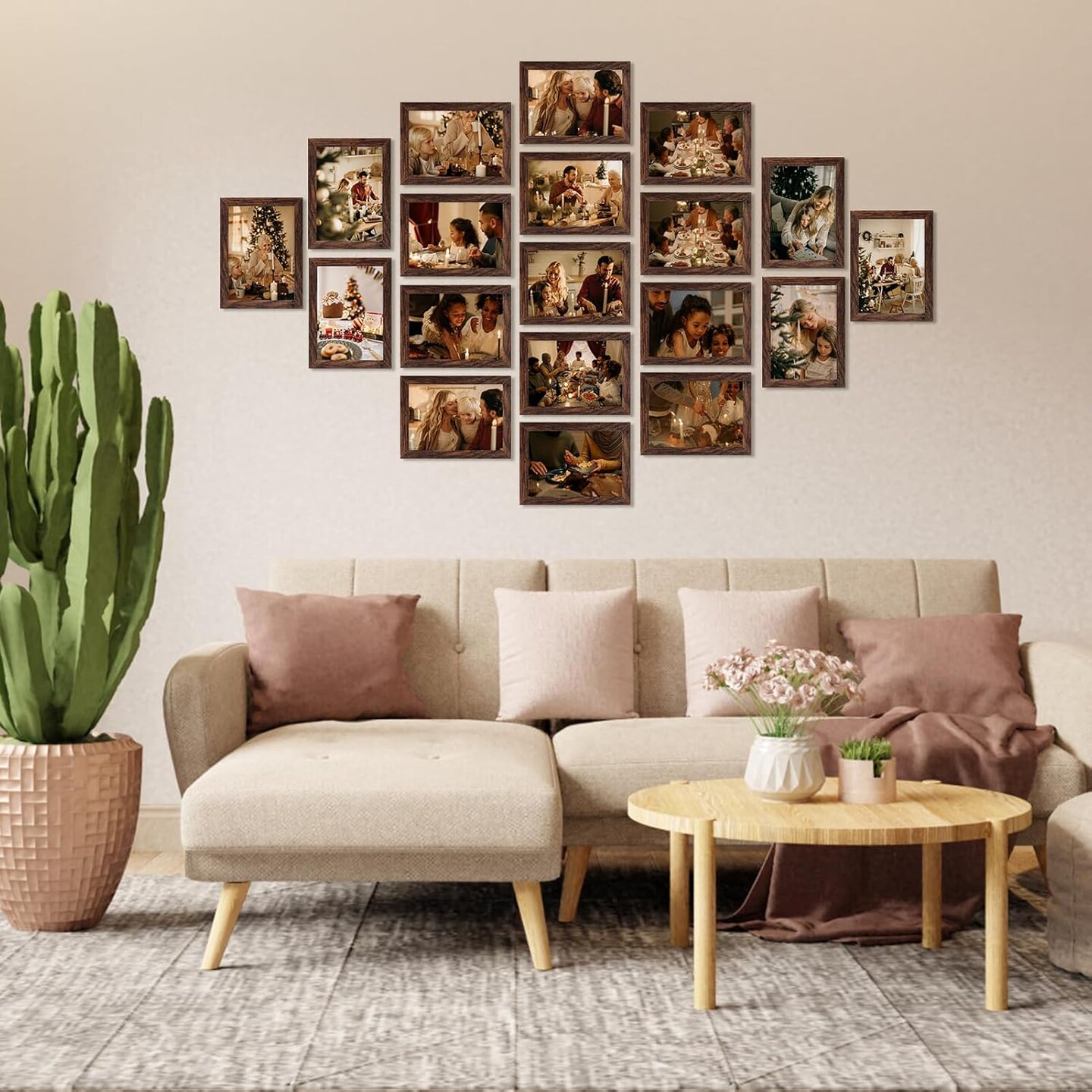 Wooden Bulk 5x7 Picture Frame Set of 18, Rustic Brown Photo Frames Fits 5 by 7(Brown)7"L x 5"W