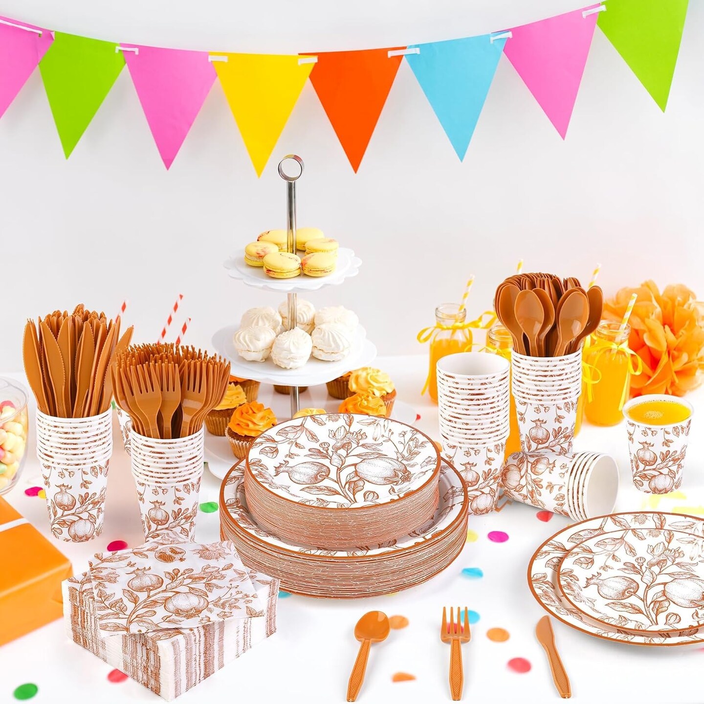 400 Pieces Thanksgiving Vintage Pomegranate Disposable(13.11 x 11.57 x 5.55 inches)