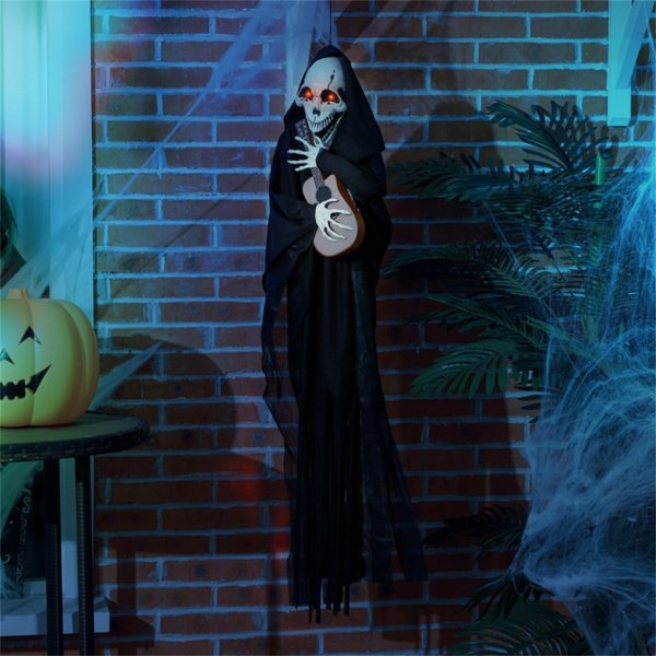 Edge Collections - Multicolor - Halloween Decoration Guitar-Playing Grim Reaper - 1 Piece