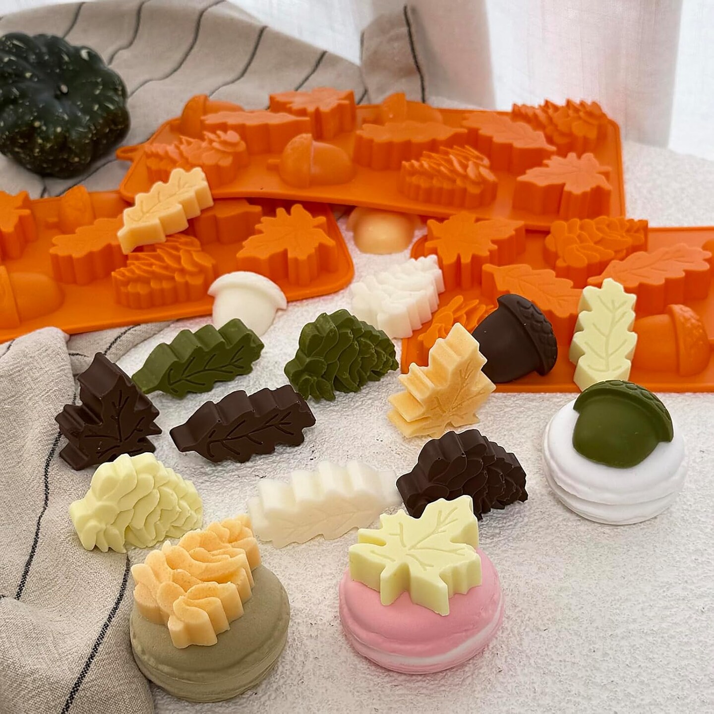 3Pack Fall Chocolate Mold Thanksgiving Silicone Candy Molds( Orange)6 x 4 x 0.4 inches