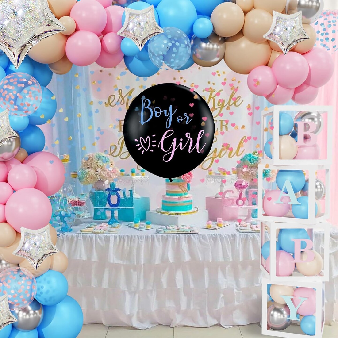 164PCS Baby Boxes Gender Reveal Balloon (Blue)