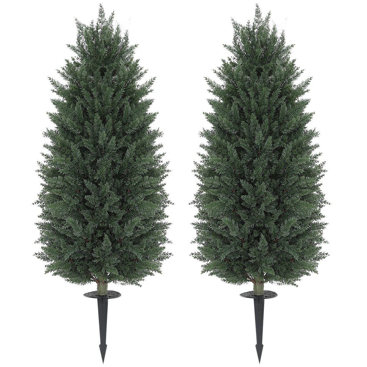 43.3 Inch Set of 2 Artificial Cypress Topiary Tree, Indoor Outdoor UV Resistant Faux Plants with Ground Stake for Garden