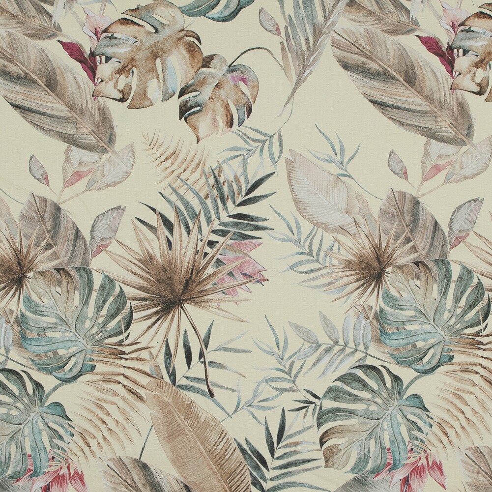 1 Yard Yellow Tropical Leaves Efficacy of Contentment Stretch Cotton Sateen Fabric