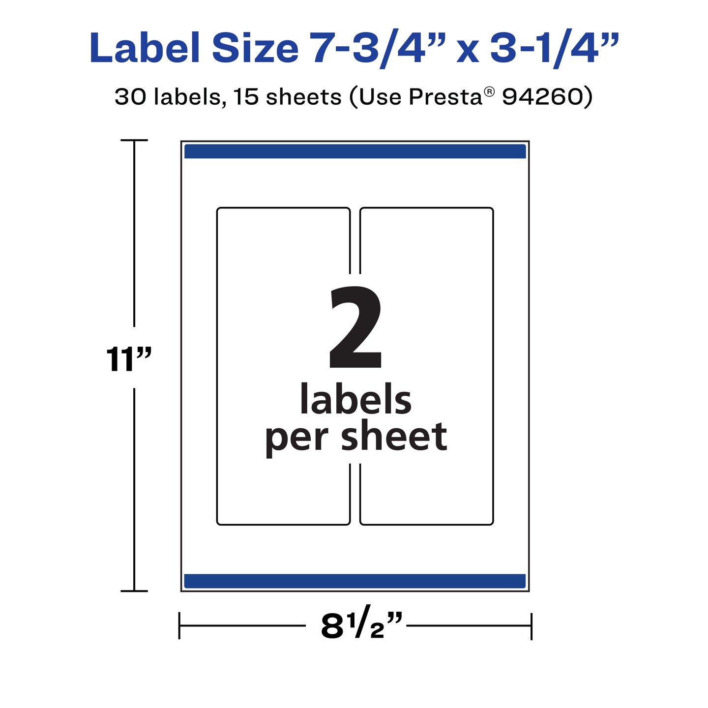 Avery Matte White Removable Rectangle Labels with Sure Feed Technology, Print-to-the-Edge, 7.75" x 3.25"