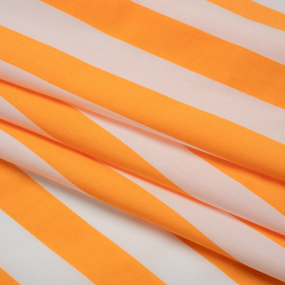 1 Yard Saffron Yellow and White Awning Stripes Cotton and Rayon Shirting Deadstock