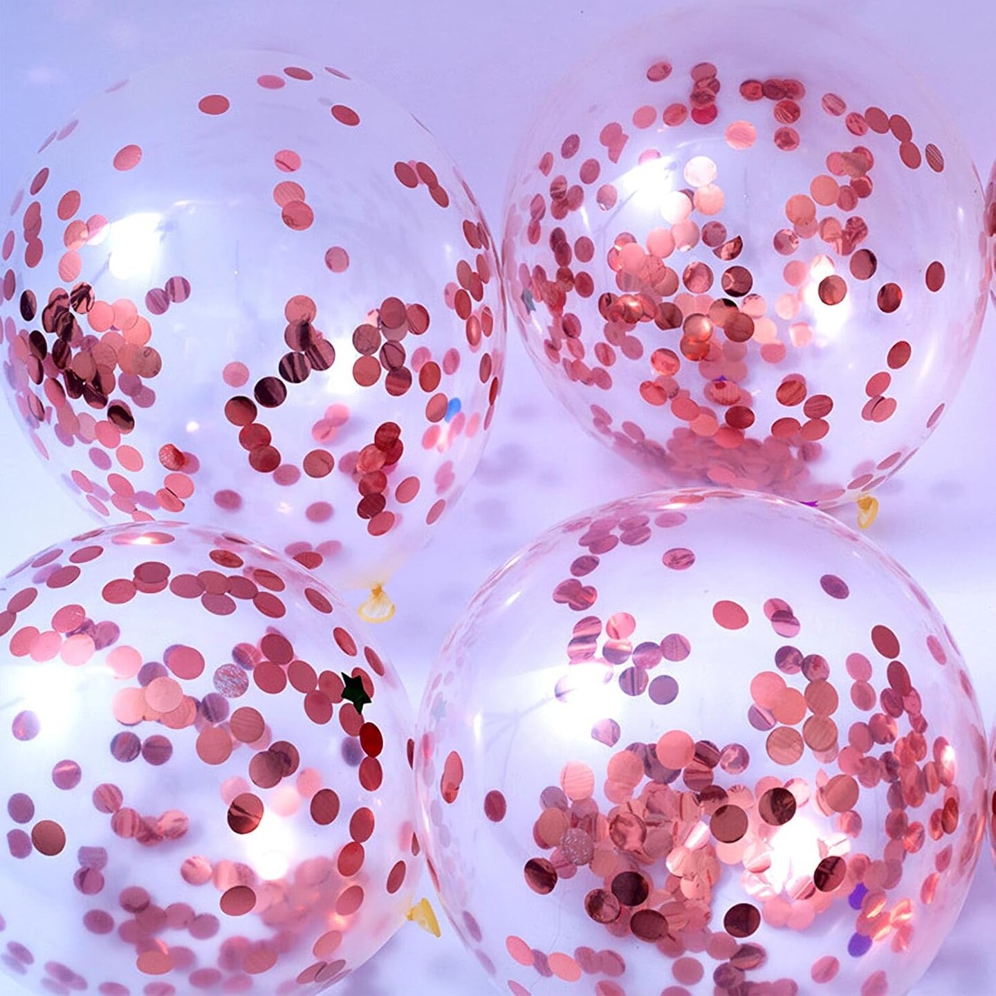 25 Pcs Thickened 12 Inch Clear Latex Balloon (Rose Gold Confetti Balloons)