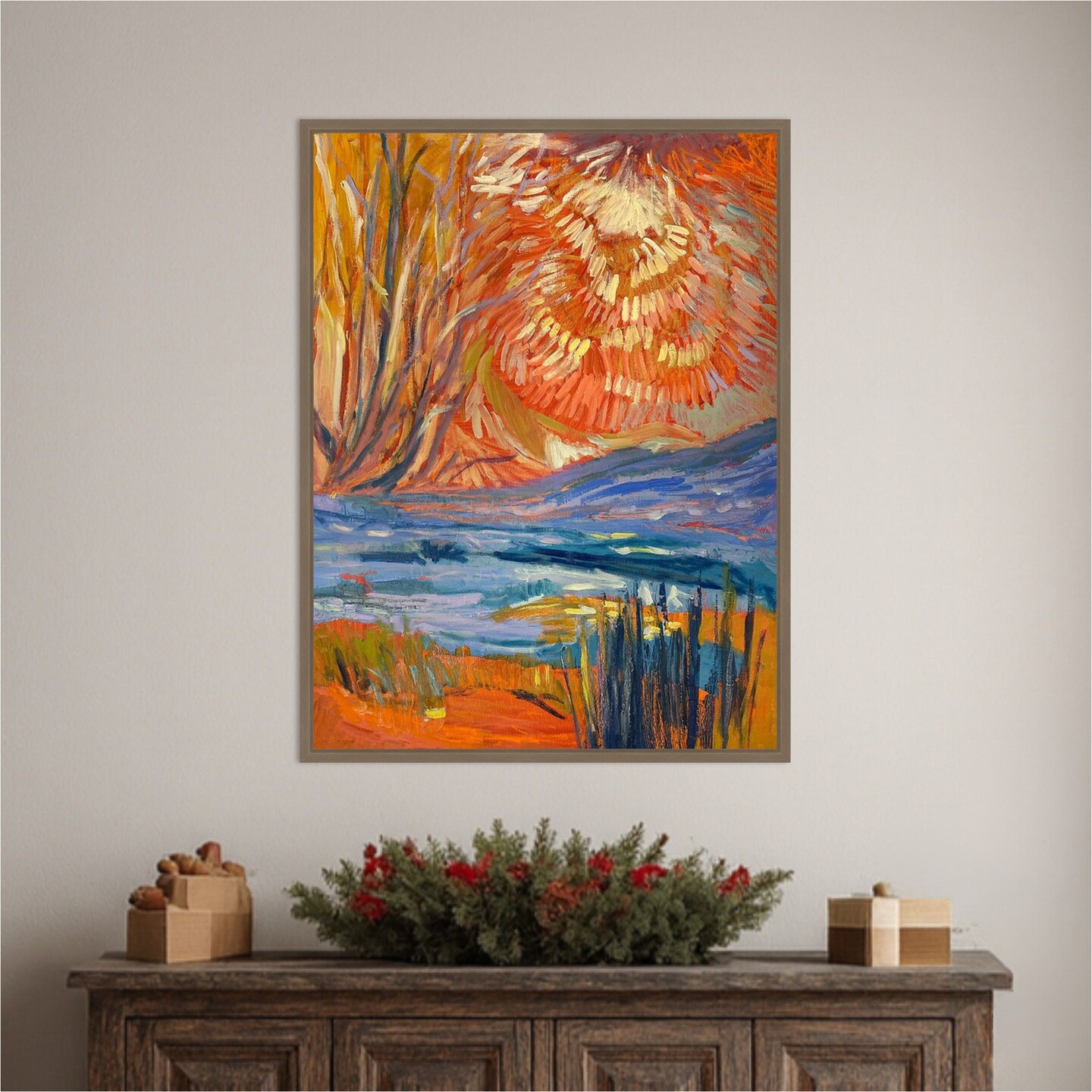 Cadmium Winter Solstice II by Dorothy Fagan 23-in. W x 30-in. H. Canvas Wall Art Print Framed