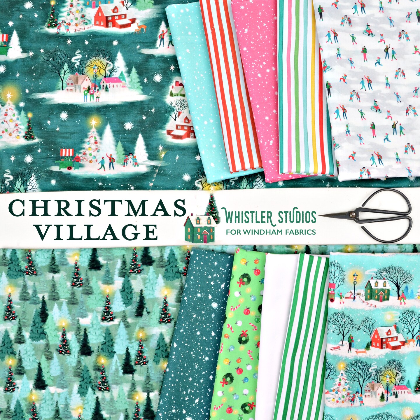 Festive Stripe in Multi (53909-8) | Christmas Village | Whistler Studios | Windham