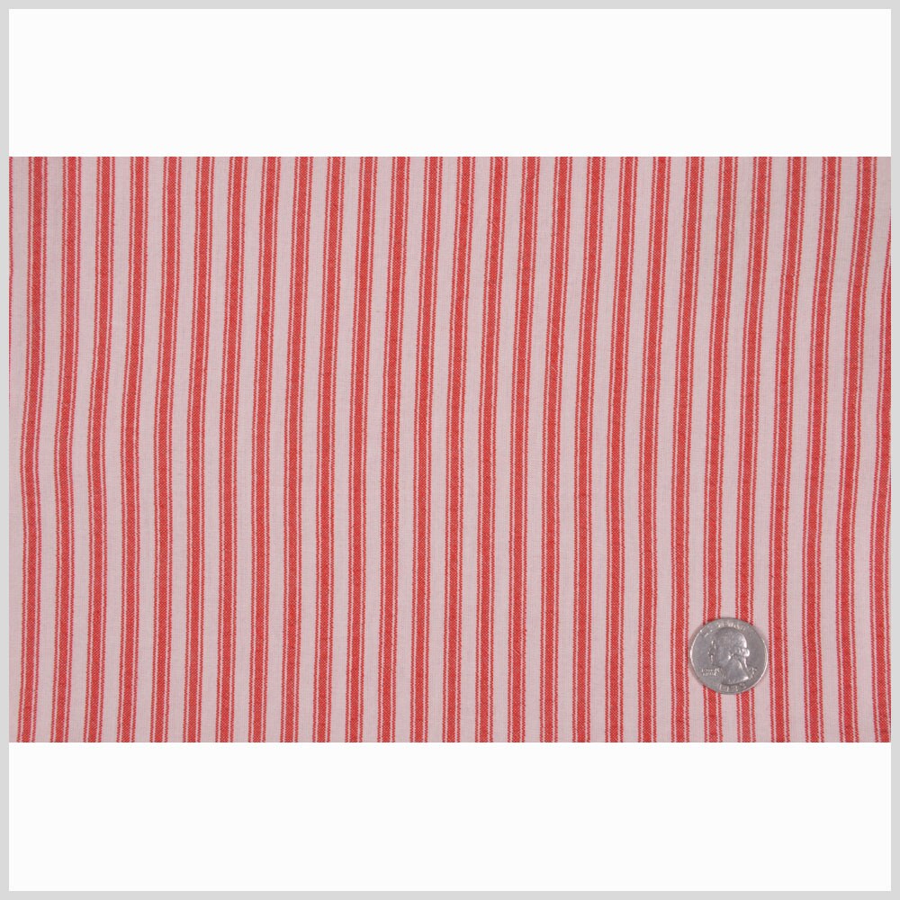 1 Yard Red Ticking Stripe Cotton Summer Seersucker Fabric
