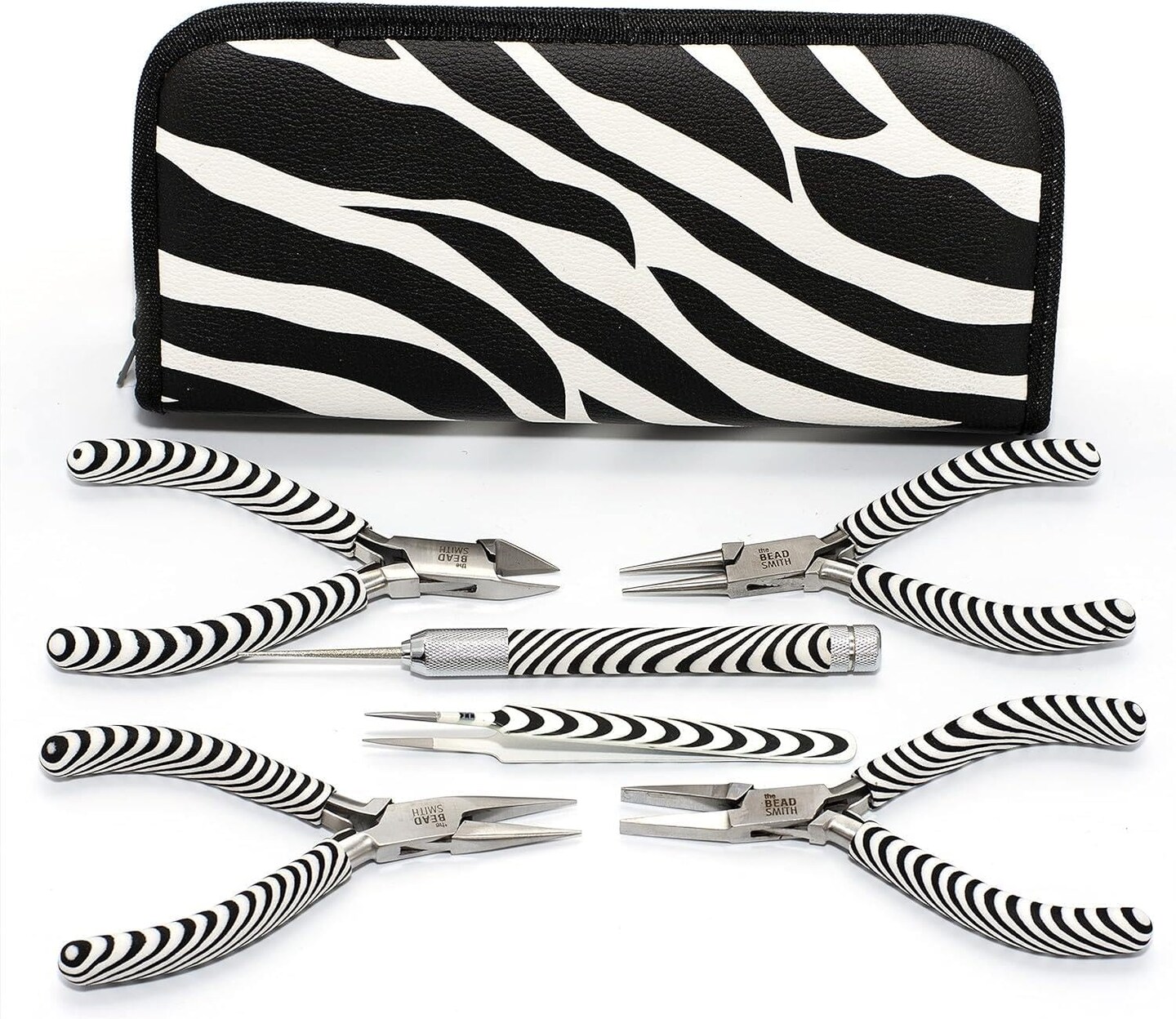 The Beadsmith Chain Nose Pliers – Zebra Print Line – Comfortable Handle with Double Leaf Springs – Jewelry Making Tool for Creating Bracelets, Earrings and Necklaces