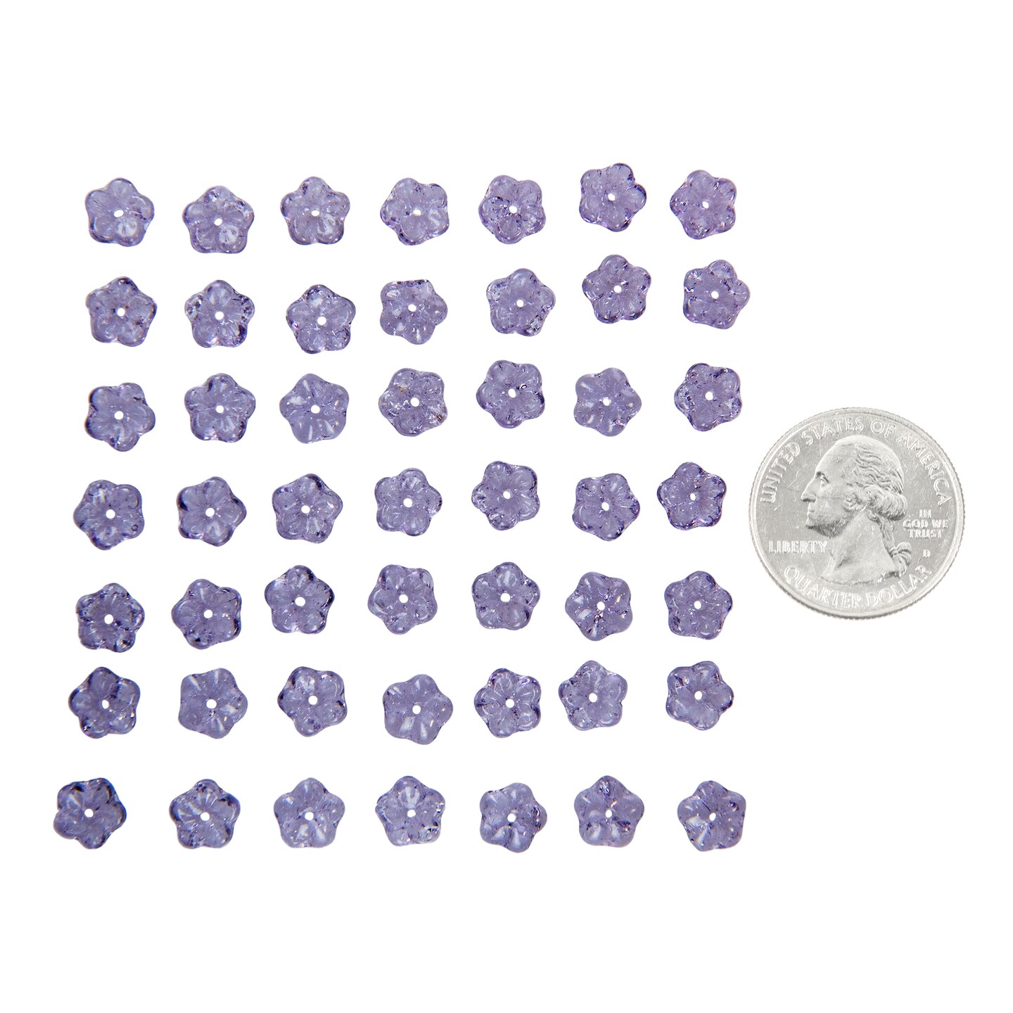 8x3mm Crackle Lavender Tanzanite Flat Flower Beads Apx 45-50 Beads GB-FF03