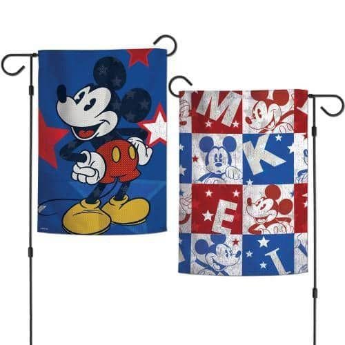 Mickey Mouse Patriotic Garden Flag 2 Sided Block Disney