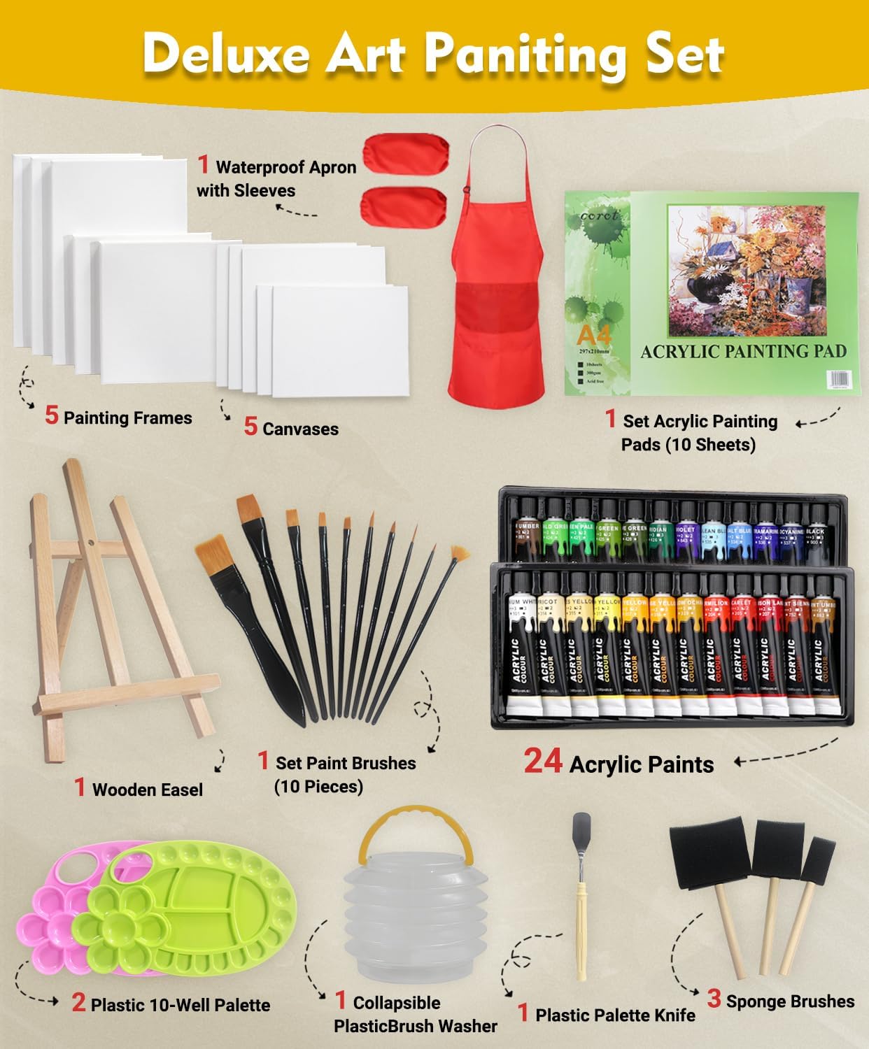 64 Piece Kids Painting Set