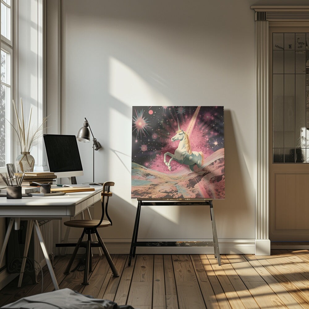Magic Unicorn Collage Art Square Canvas Art | Wall Decor 24x24 Canvas - Corporate Office Art