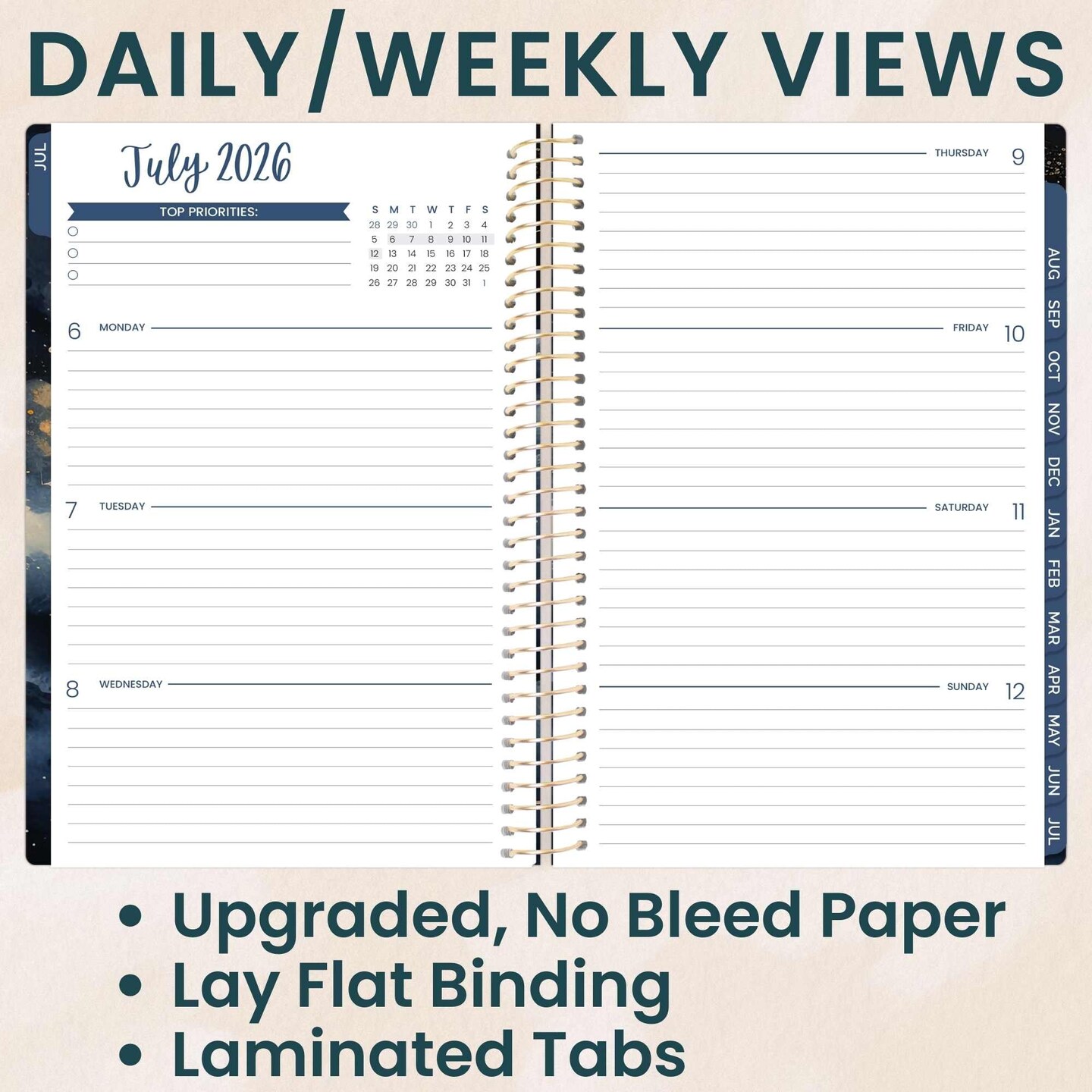 bloom daily planners 2026-2027 Academic Planner, 13 Month Soft Cover Monthly & Weekly, 5.5" x 8.25", Stickers Included, Midnight Sky