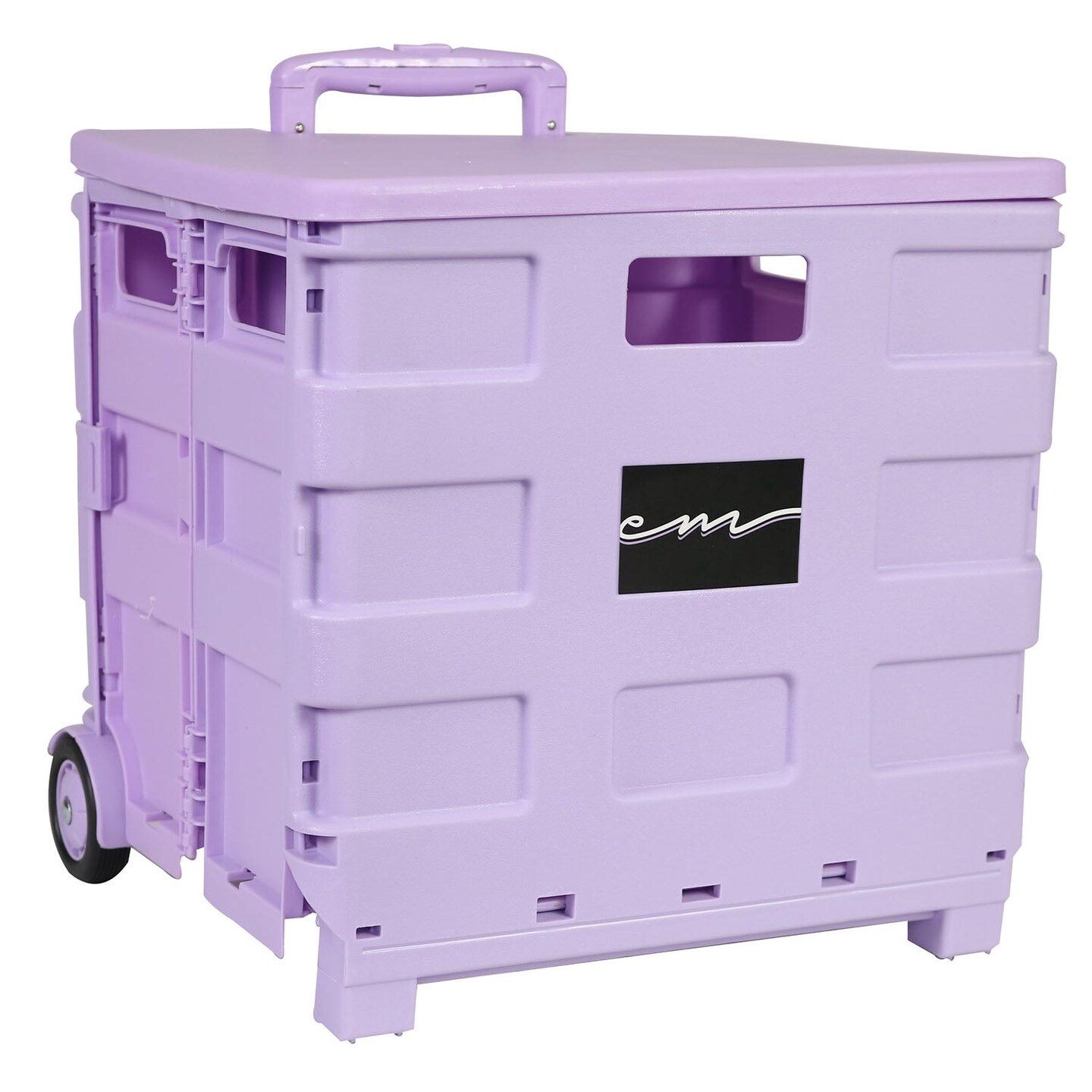 Collapsible Plastic Rolling Craft Cart, Purple