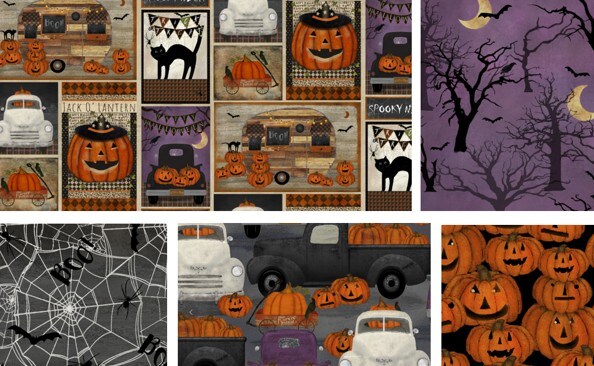 Halloween Fat Quarter Bundle 5 pc 18&#x22;x21&#x22;