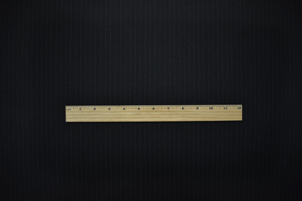 Black-Gray Japanese Poly-Wool Blend Pinstripe Double Knit Fabric By the Yard