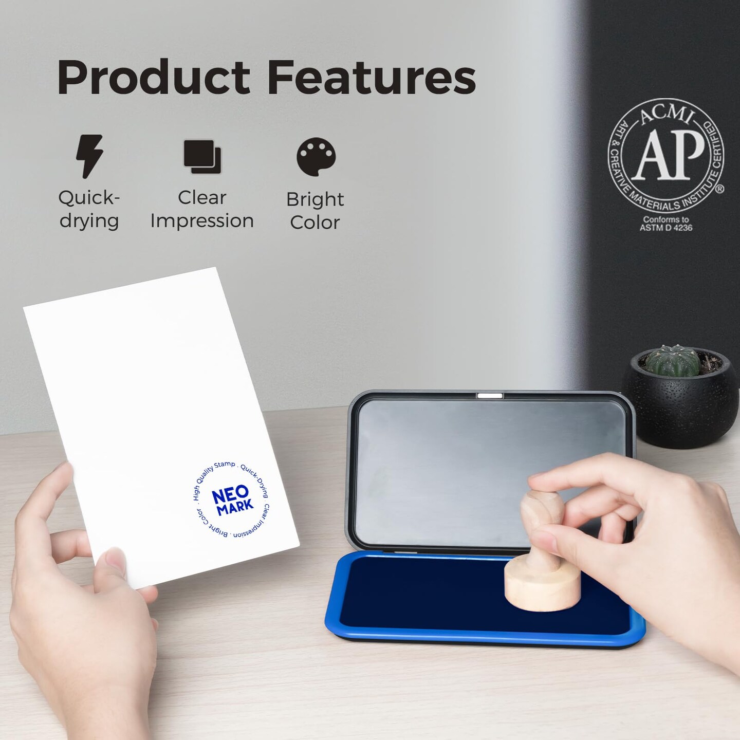 NEO MARK Large Stamp Pad - 3.50"x 6.25", Magnetic Lid, Premium Quality Felt Stamp Pad (Blue)