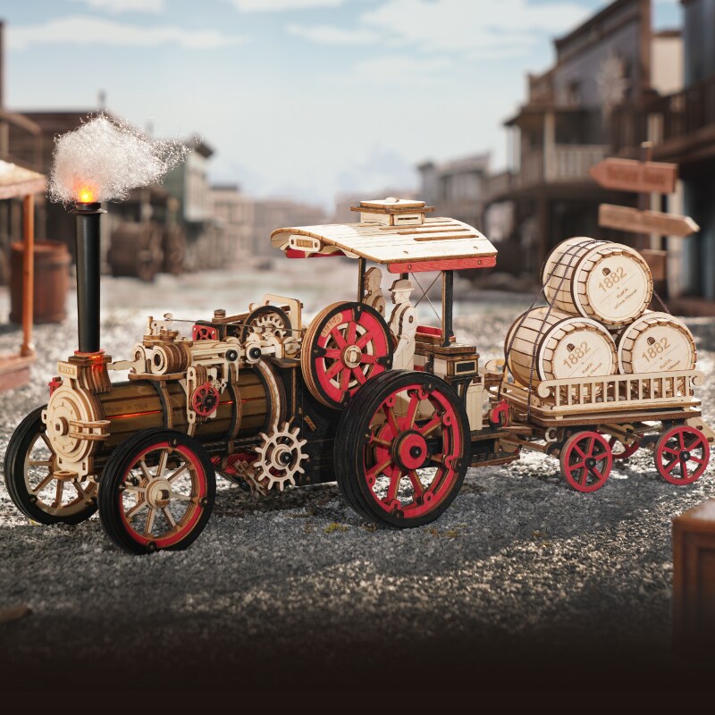 ROKR Steam Engine Mechanical 3D Wooden Puzzle LKA01 (Battery powered)
