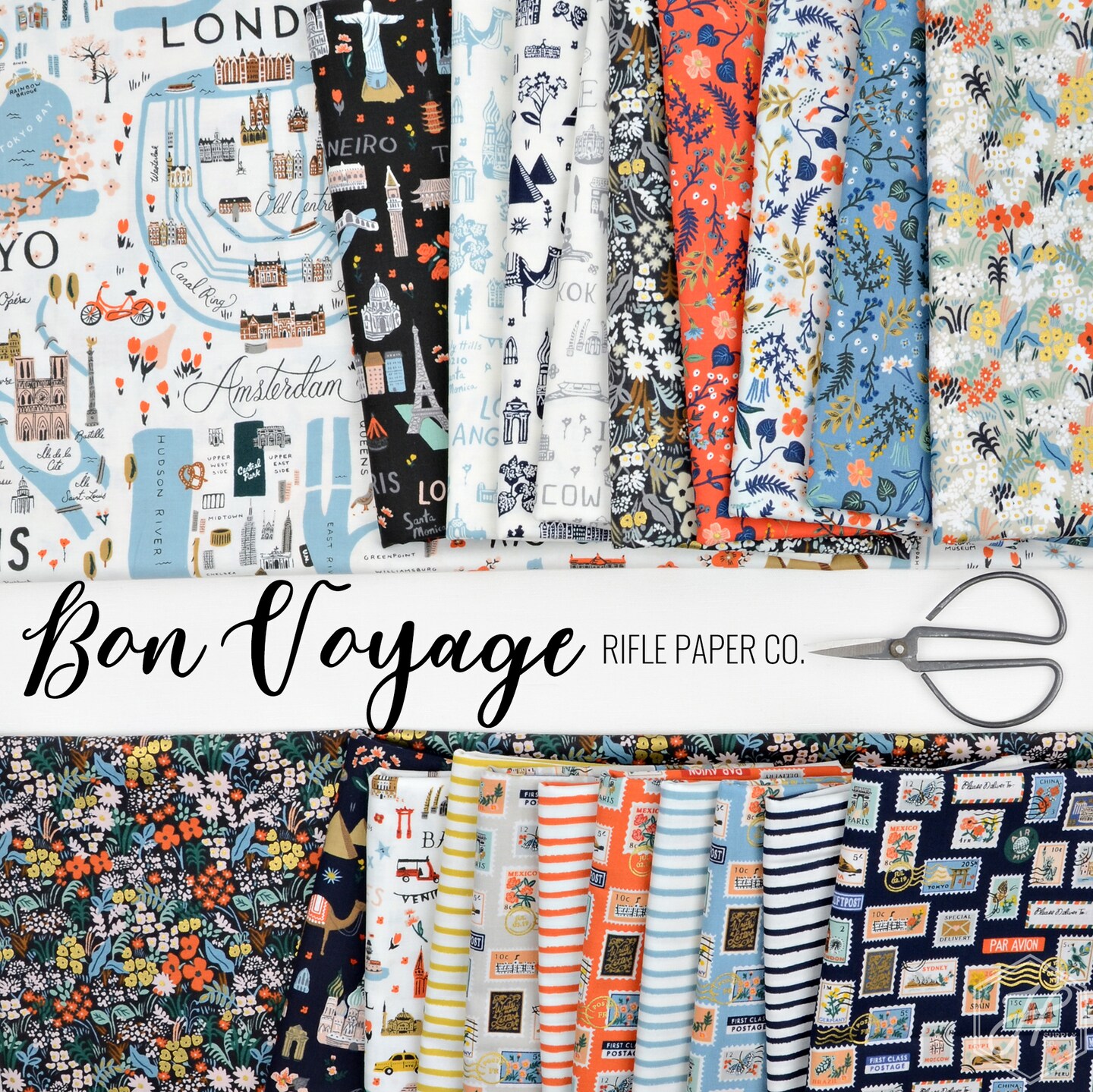 City Guide Canvas in Natural Unbleached (rp801-na2uc) | Bon Voyage | Rifle Paper Co | Cotton+Steel
