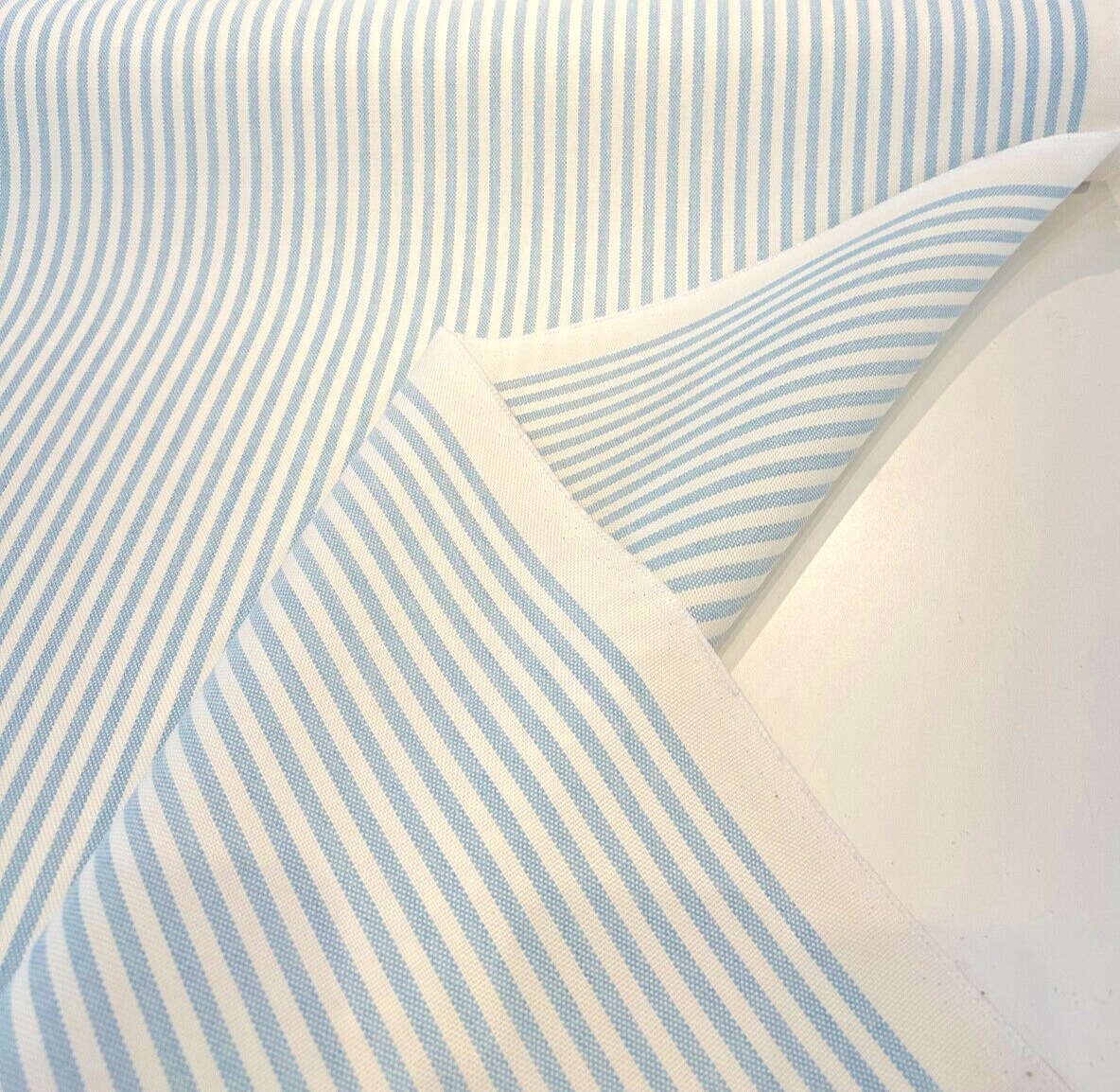 1 Yard Two Tone Pool Blue Ticking Look Stripe Outdoor Upholstery Fabric 54 Inch Width