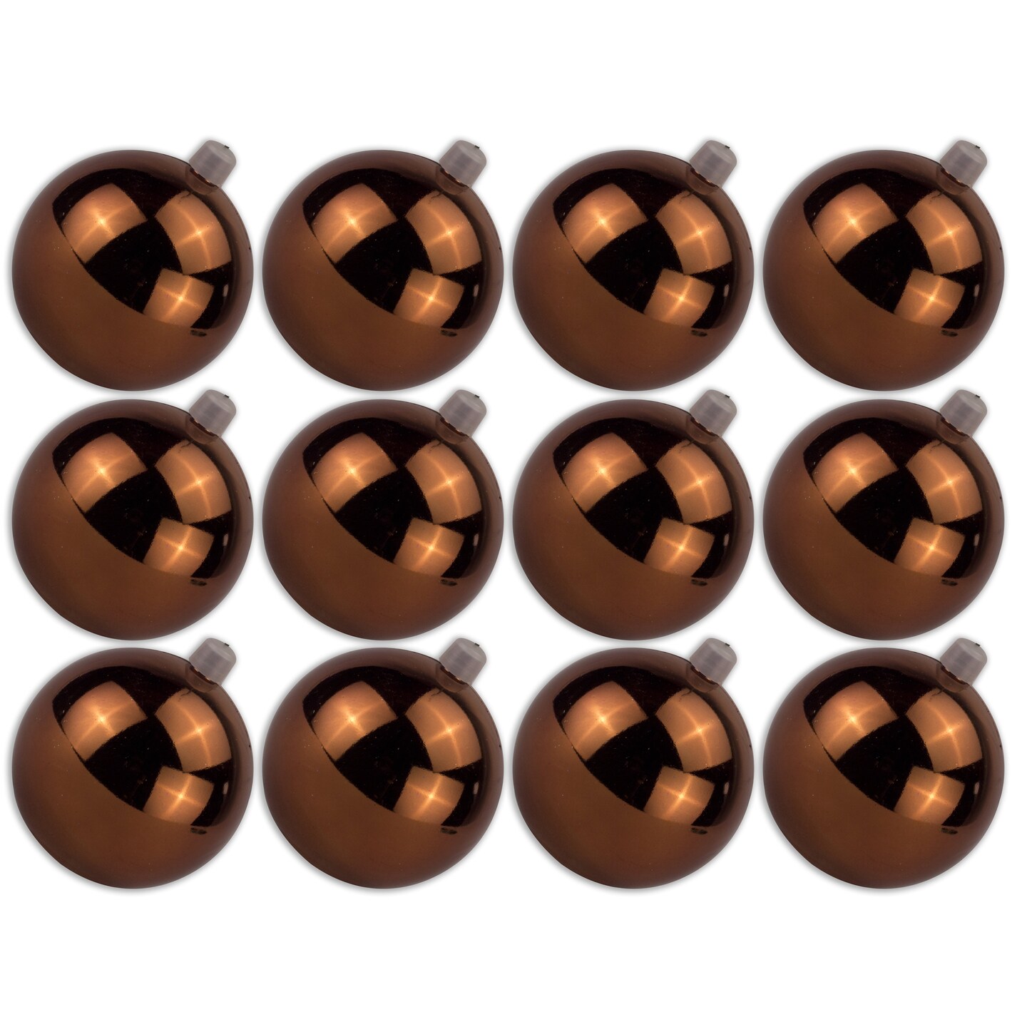 12 Pack 70mm 2.75&#x22; Shiny Brown Ornament with Wire and UV Coating