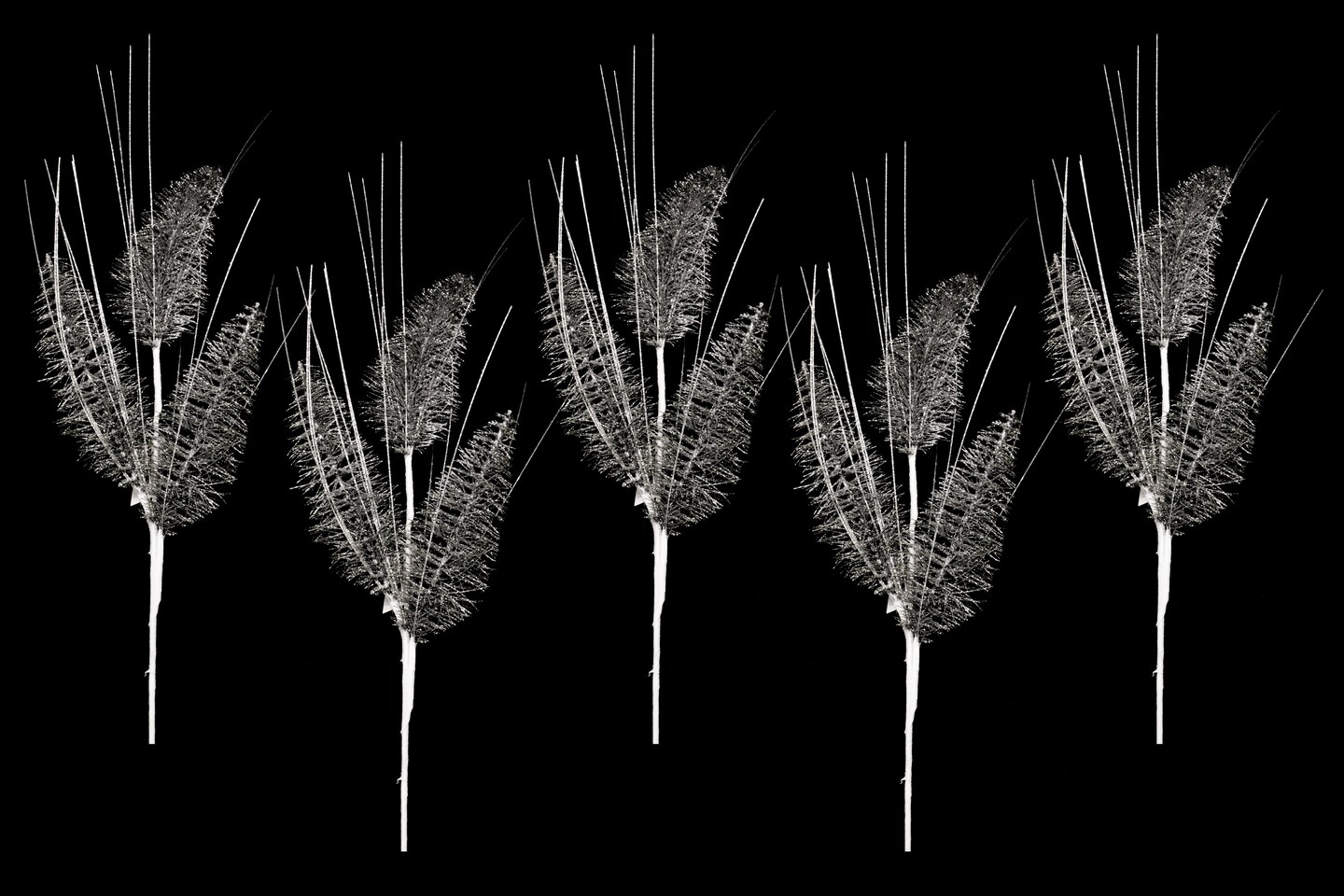 5 Pack of 30" Silver 3 Branch Picks with Glitter Enhancements