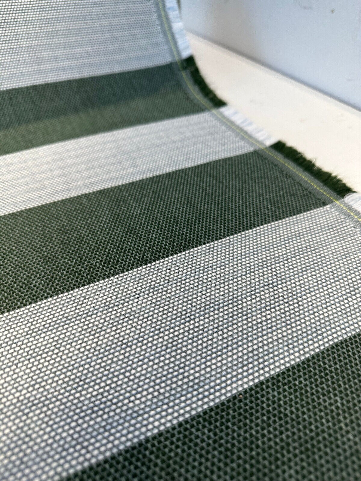 1 Yard Fizzle Green Ivy Stripe Outdoor Upholstery Fabric Durable Stain Resistant