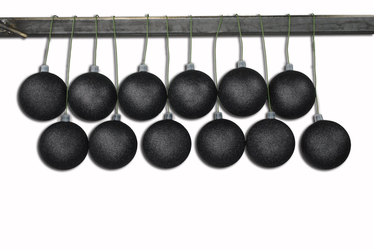 12 Pack 60mm 2.5&#x22; Glitter Black Ball Ornament with Wire