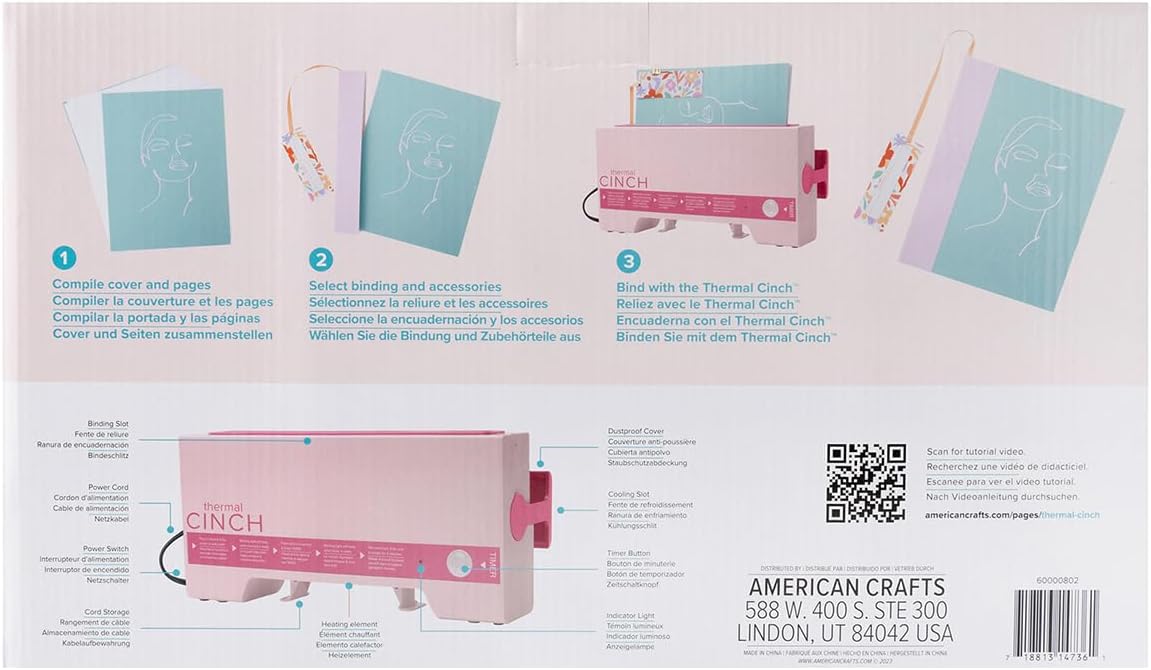 We R Memory Keepers Thermal Cinch Binding Machine Pink 12 Inch 60000801, Includes Thermal Book Binding Machine, Book Spines, and Clips, Create DIY Journals, Notebooks, Scrapbooks, Photo Books, and Documents