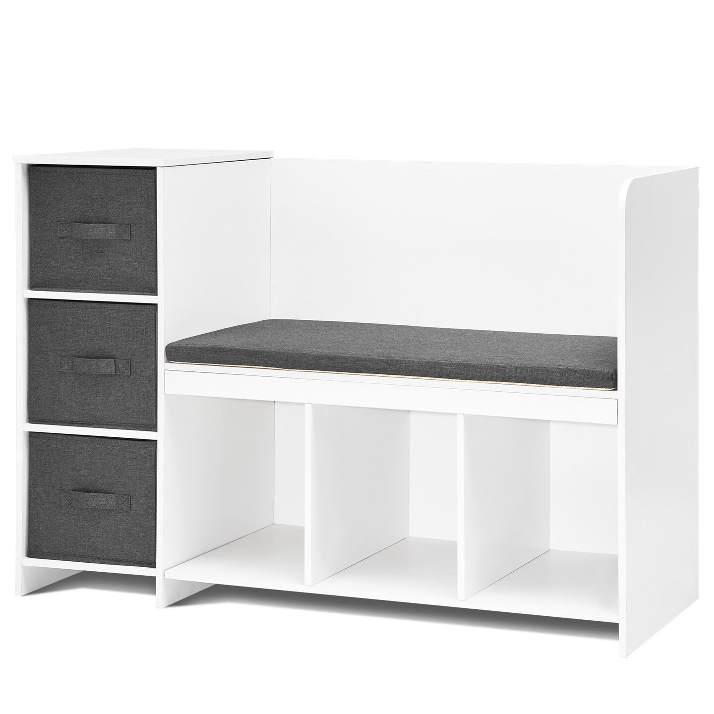 Kids Storage Bench with 6 Compartments 3 Drawers and Removable Cushion for Playroom