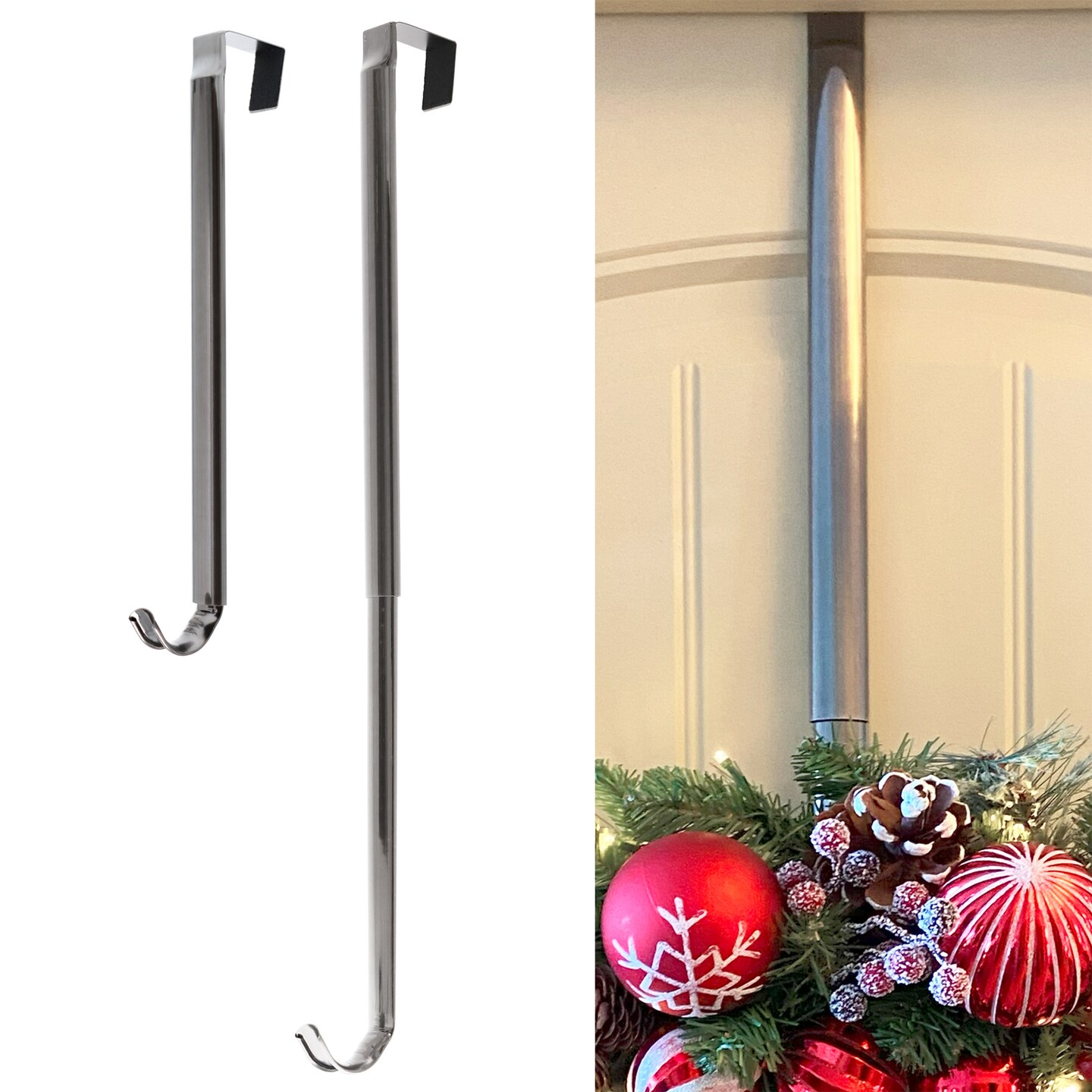Adapt Adjustable Wreath Hanger, Premium Length Adjustable - (Brushed Nickel)