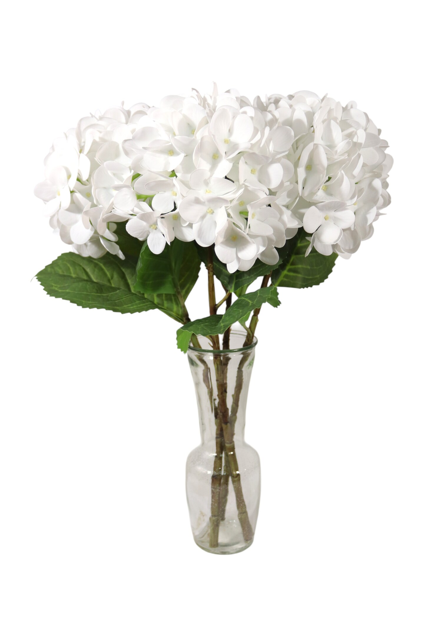 17.75" Artificial Hydrangea Stem with 8" White Bloom – Realistic Faux Flower for Home, Wedding, and Event Décor - 3 PACK