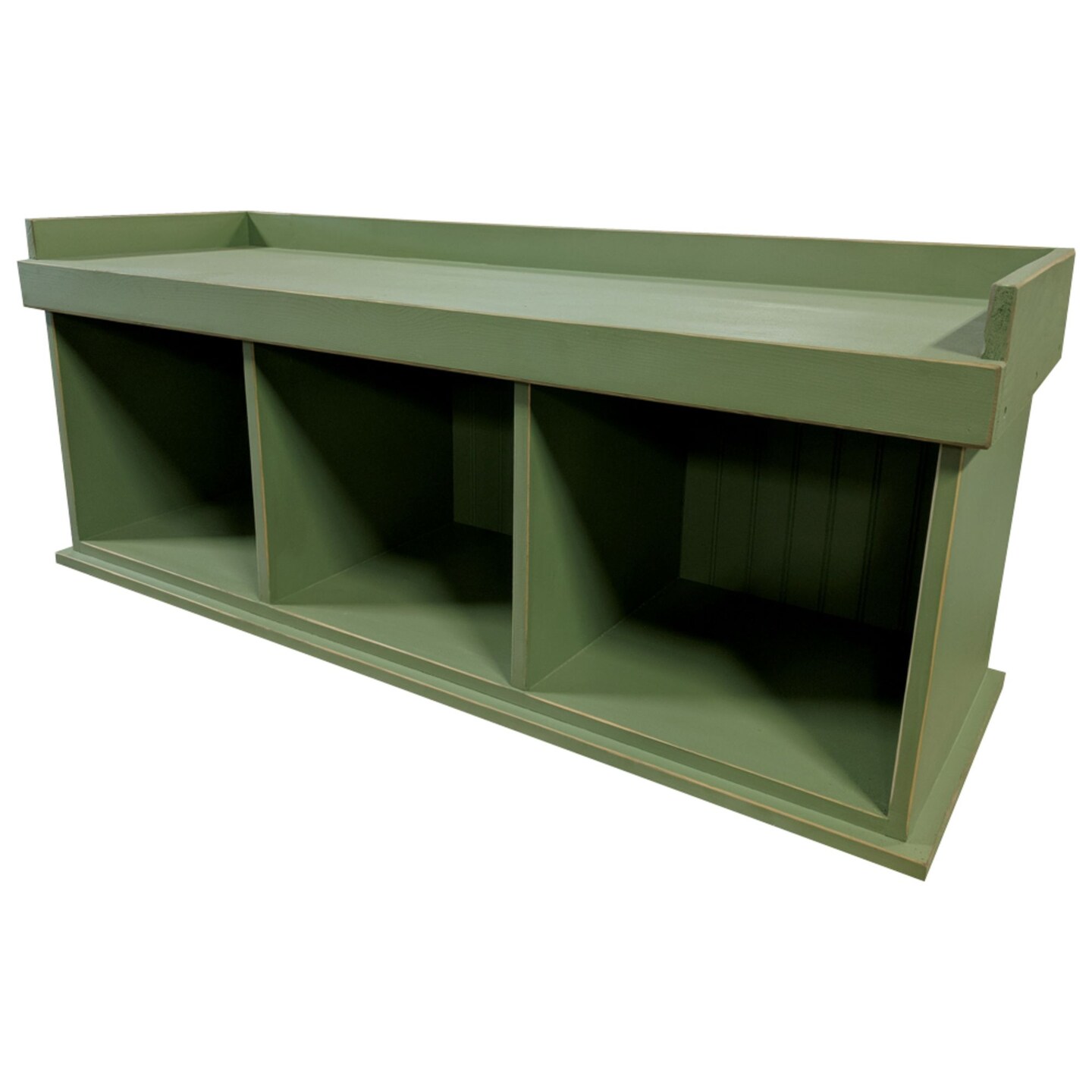 Contemporary Home Living 4' Distressed Sage Green Bench with Cubbies