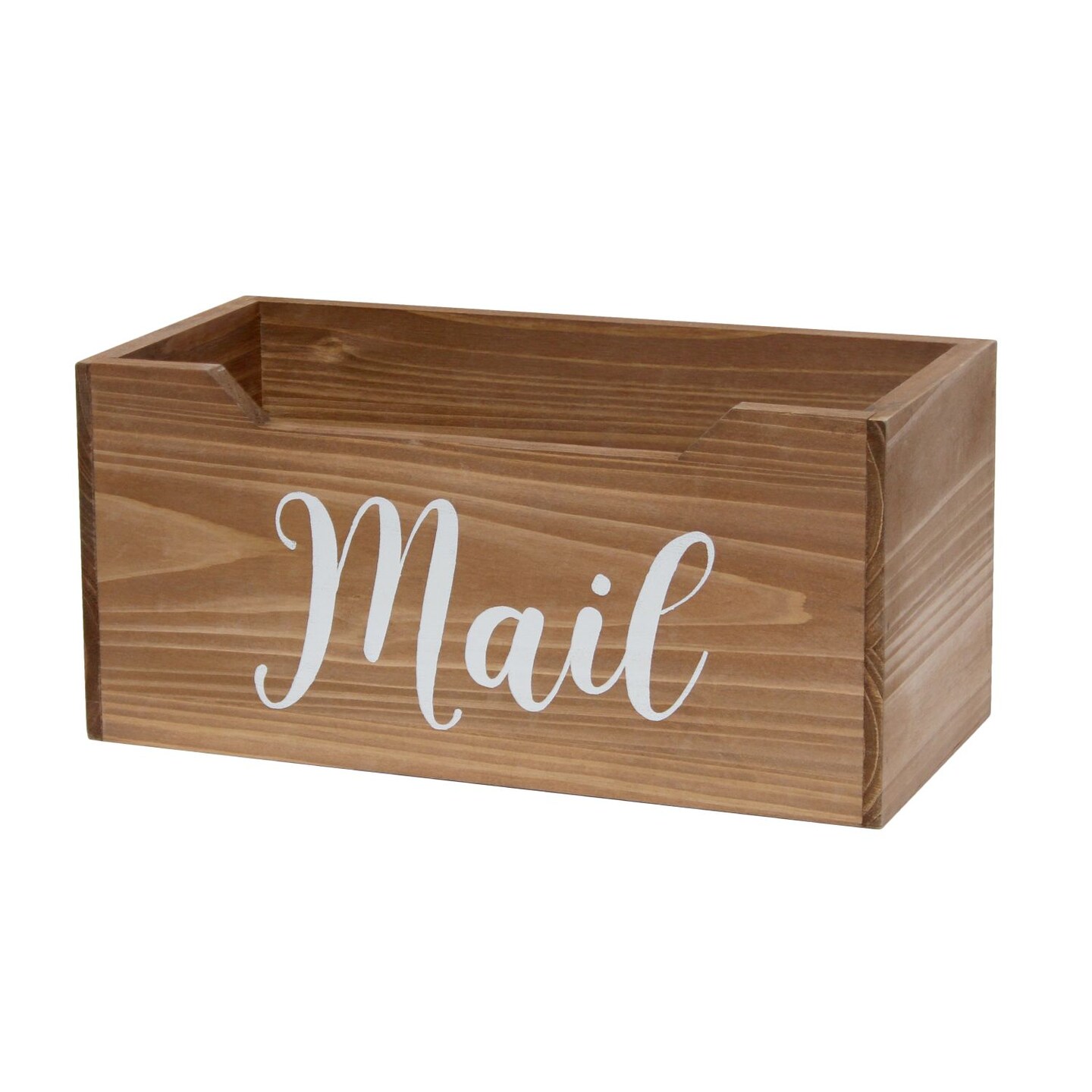 Mod Lighting and Decor Rectangular Wooden "Mail" Printed Accent Box - 11.5" - Brown and White