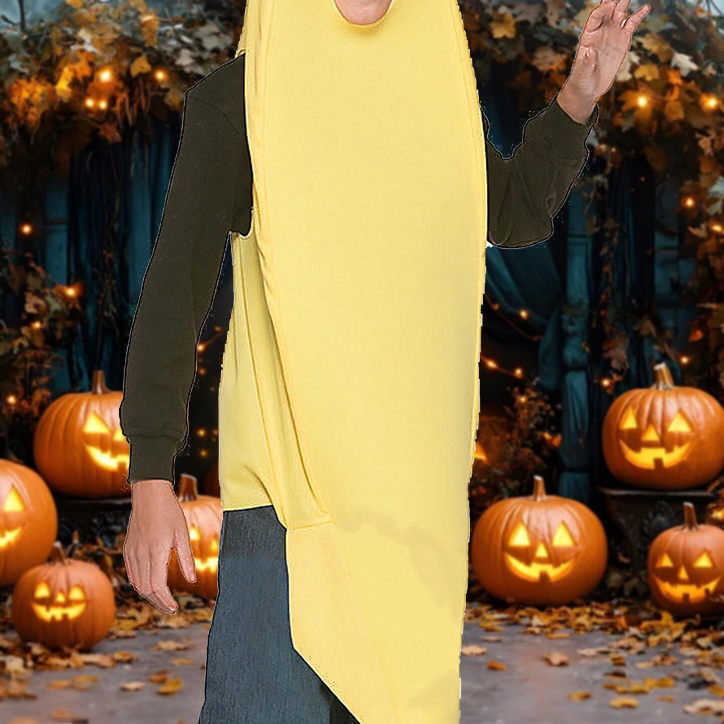Kids Banana Costume with Over The Head Tunic and Face Hole Size 7 10
