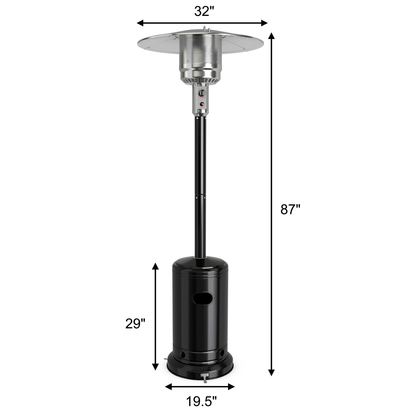 50000 BTU Stainless Steel Propane Outdoor Heater with Trip Over Protection and 2 Handles
