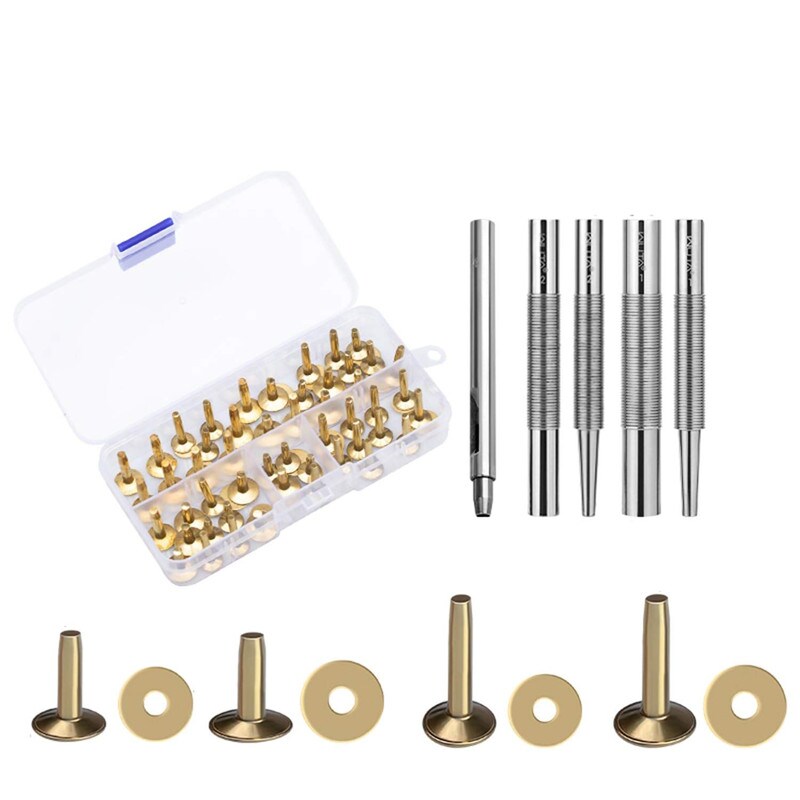 Rivet Tools Stainless Steel DIY Craft Supplies with Brass Rivets