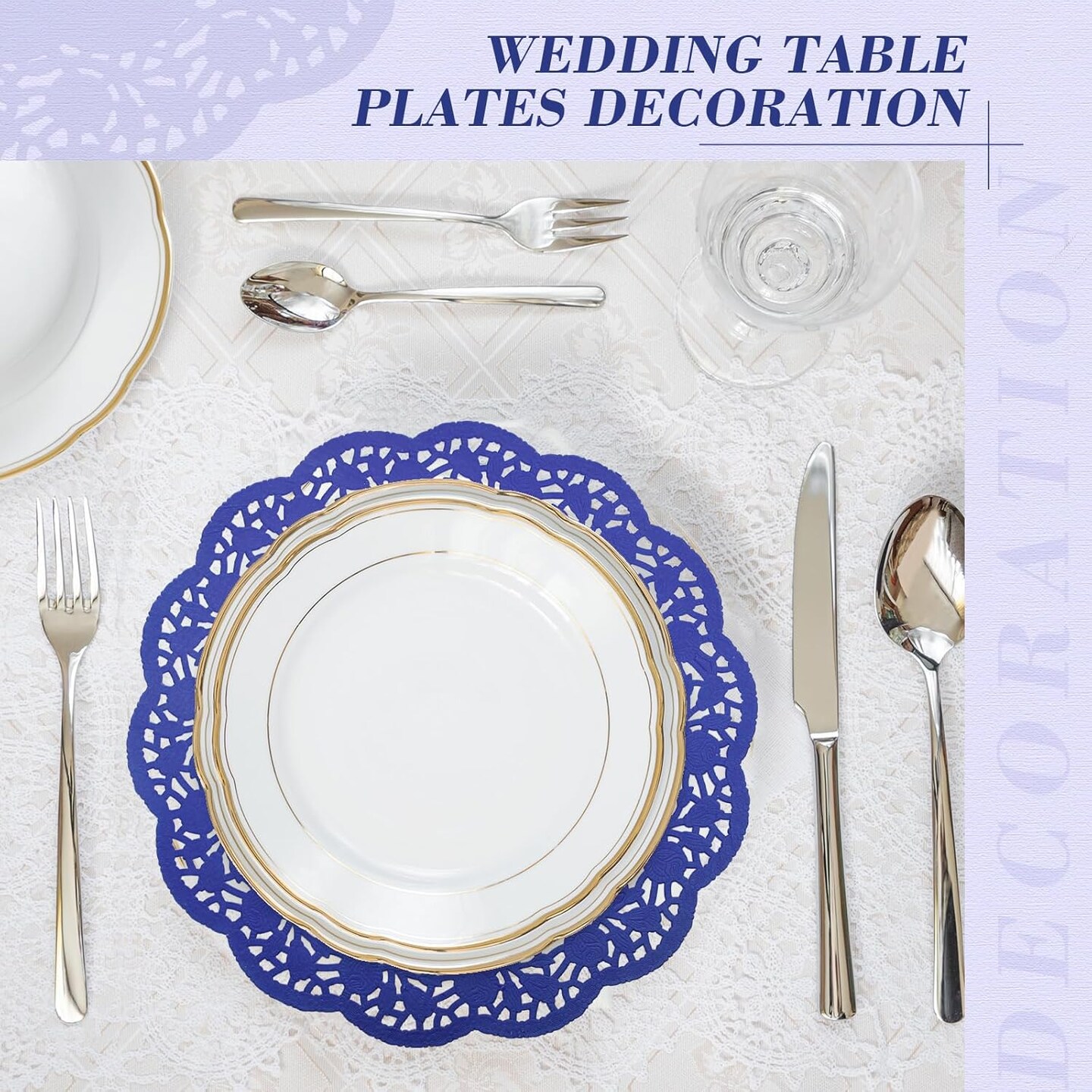 200 Pcs Doilies Paper Doilies Lace Paper Doilies Disposable Foil Lace Paper Doilies Placemats Doily Paper Pad Paper Placemats for Cakes Crafts Party Wedding Decor (Dark Blue)