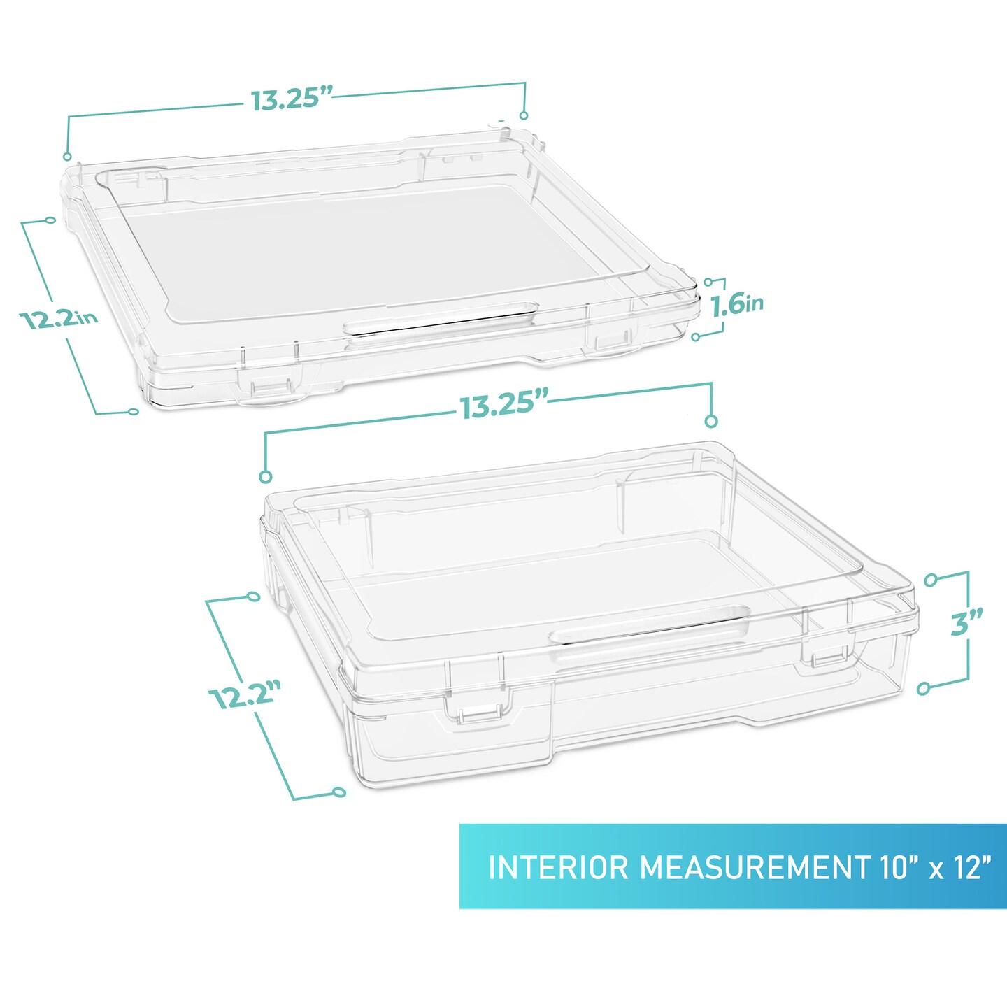 Sorbus Art Supplies Storage Containers - Clear Plastic Stackable Storage Box with Snap-Tight Closures for Crafts, Board Games, Photos - Made in the USA