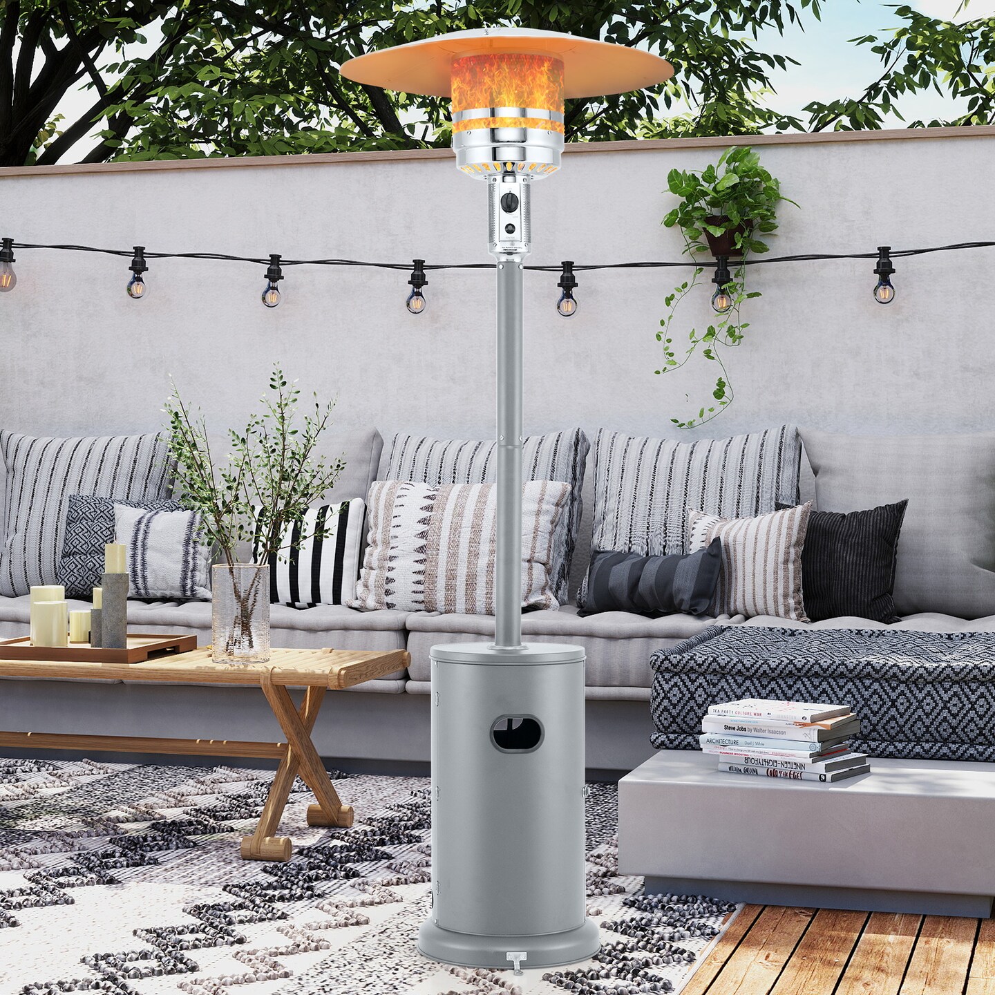 50000 BTU Round Table Design Propane Heater with Adjustable Temperature Knob Perfect for Outdoor Gatherings