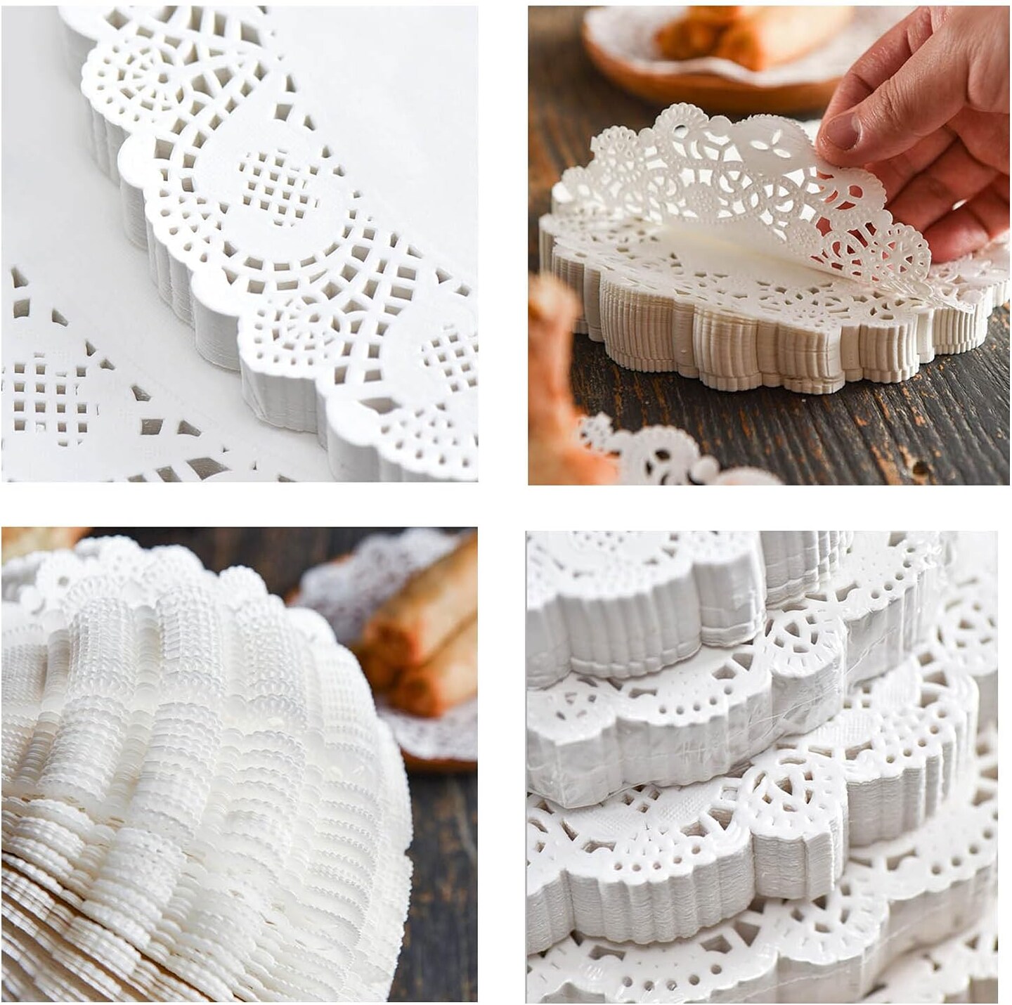 12 inch Round Paper Doilies/Lace Paper Placemats/Disposable Greaseproof Doilies,White,Pack of 100