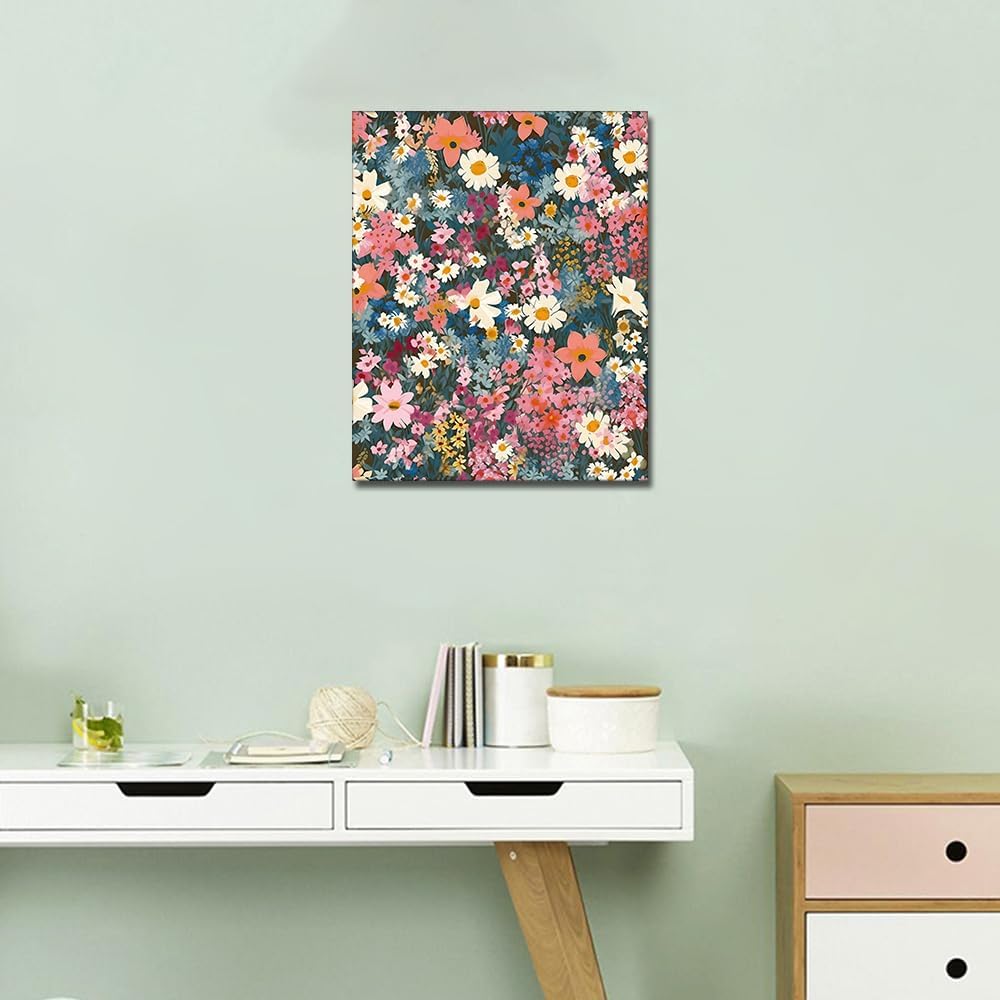 Paint by Number for Adults Flowers Adults&#x27; Paint-by-Number Kits Floral Acrylic Painting by Numbers with Brushes Paint Kits for Adults Kids Art Crafts for Home Walls
